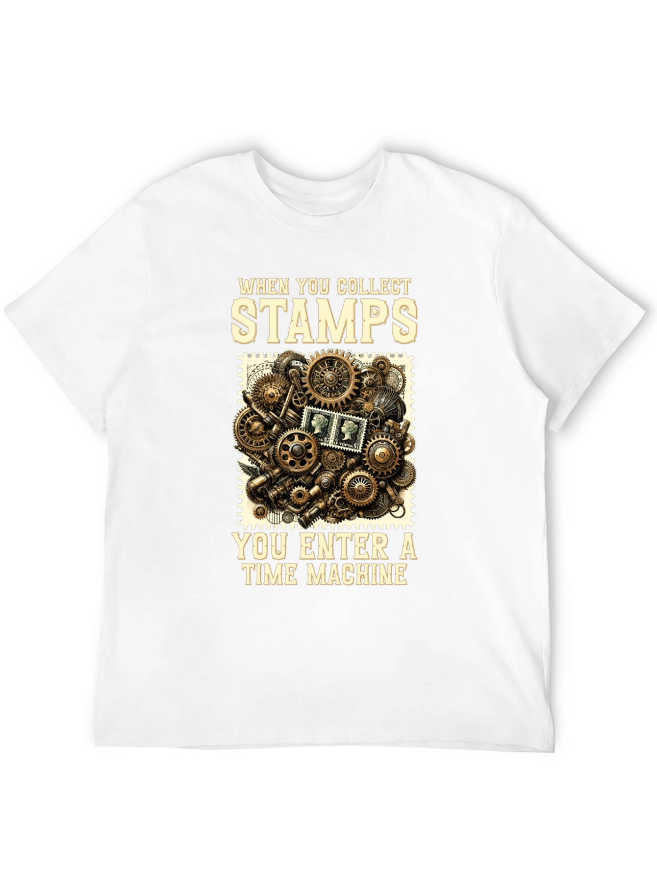 Time Machine Stamp Collector Graphic T-Shirt