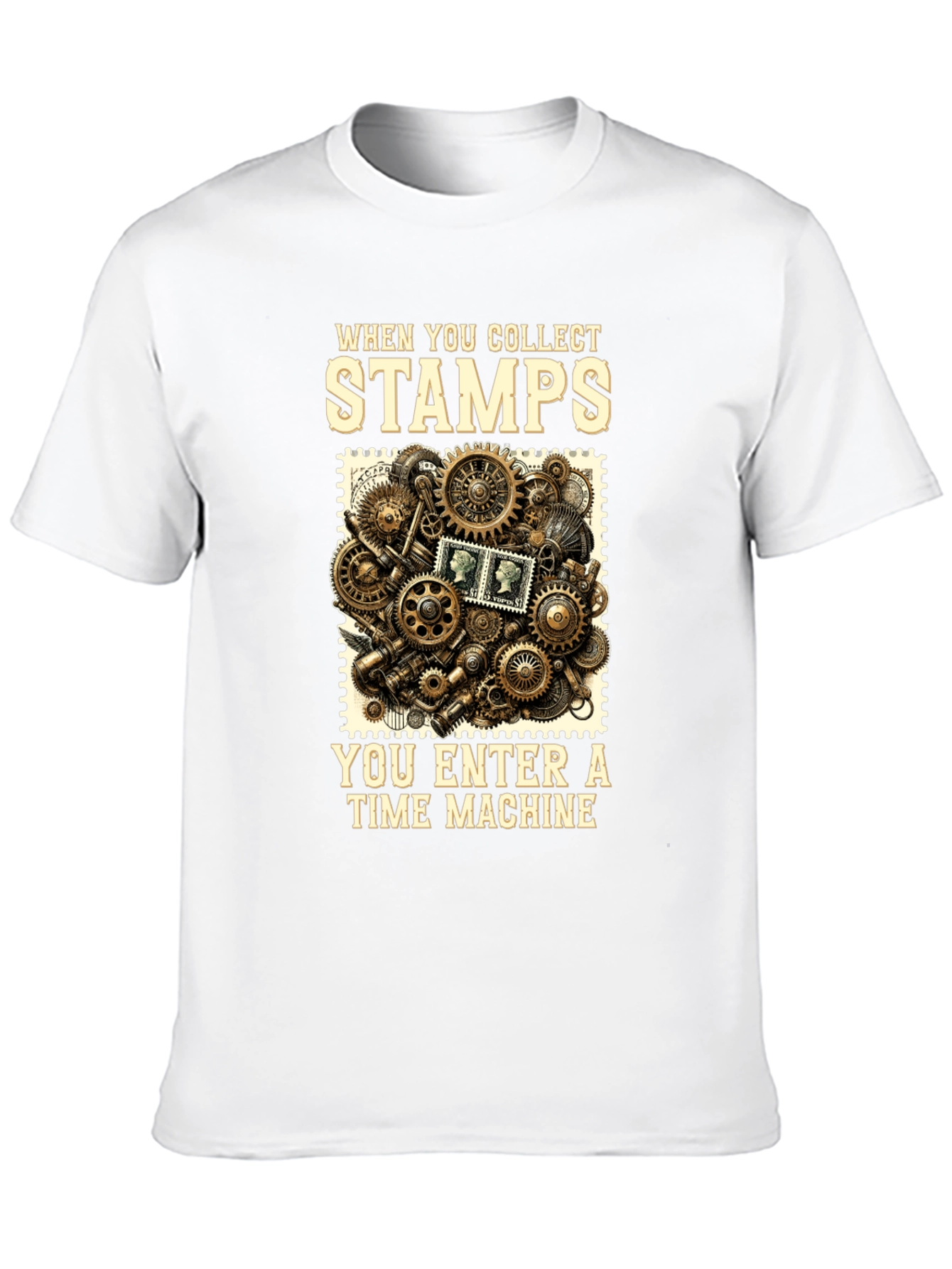 Time Machine Stamp Collector Graphic T-Shirt