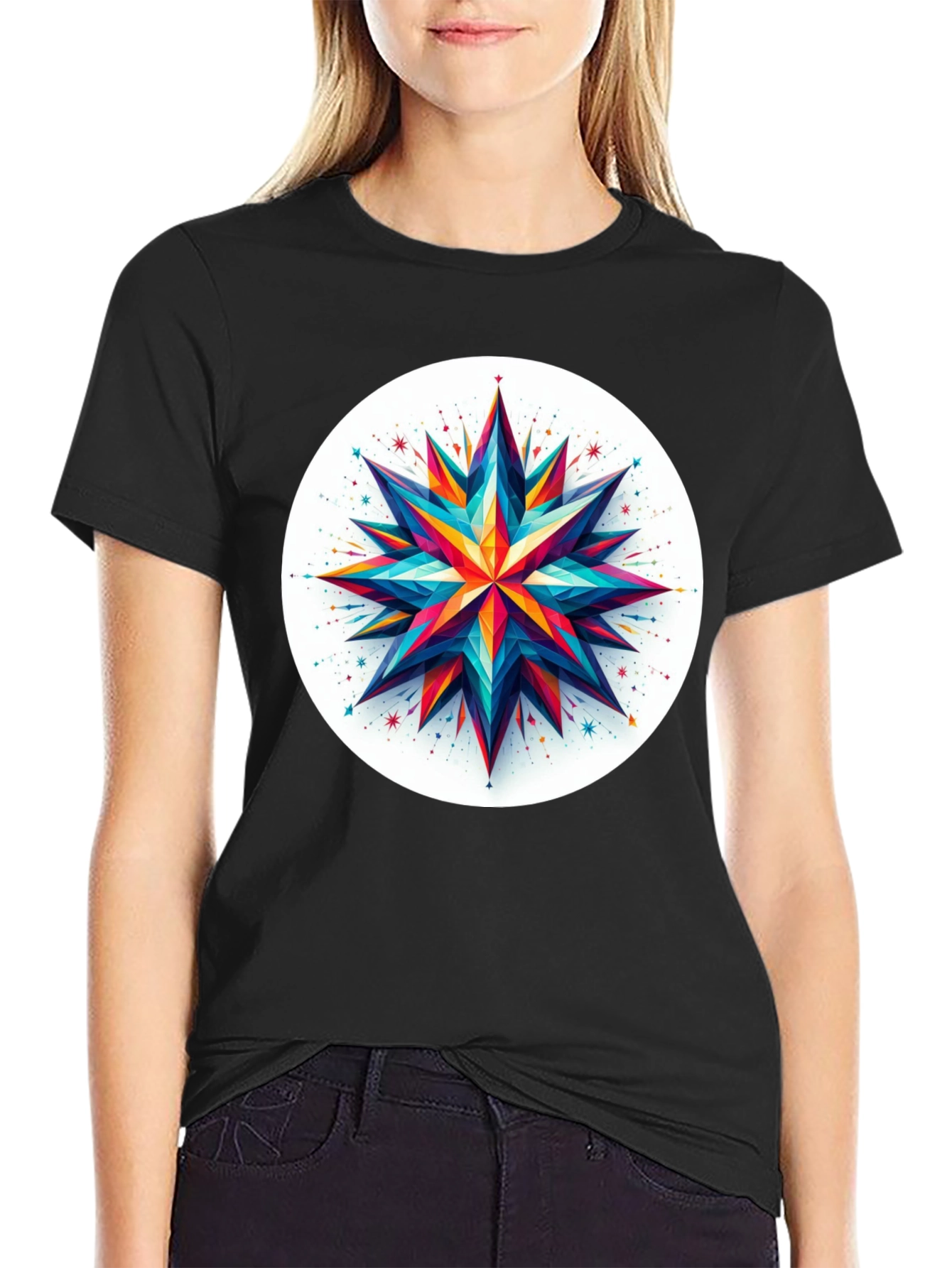 Geometric Star Graphic Tee - Modern Art Shirt