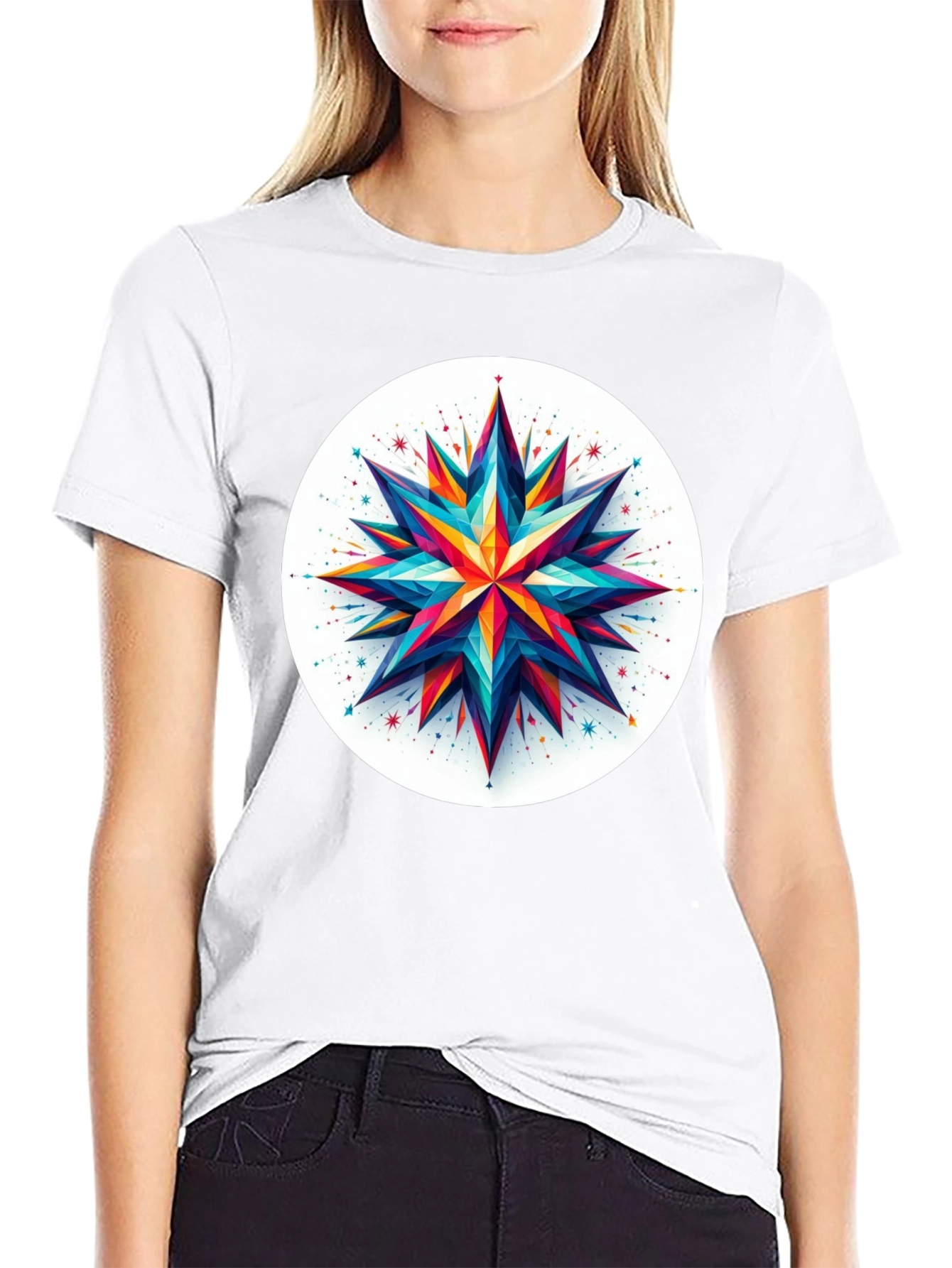 Geometric Star Graphic Tee - Modern Art Shirt