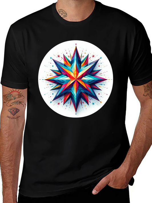 Geometric Star Graphic Tee - Modern Art Shirt
