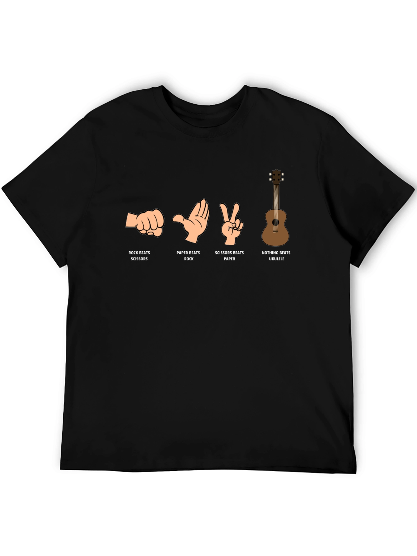 Rock Paper Scissors Ukulele Graphic T-Shirt