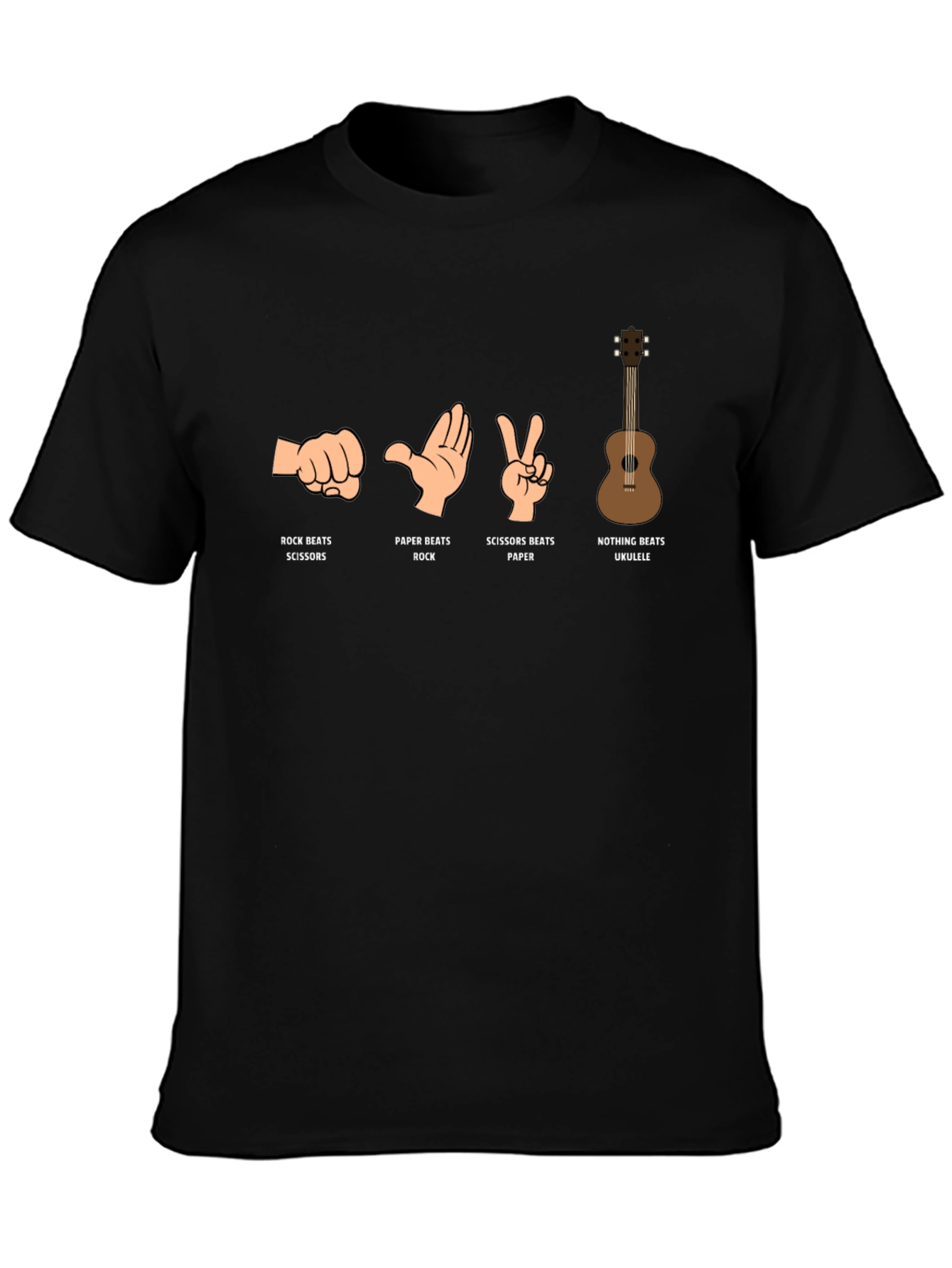 Rock Paper Scissors Ukulele Graphic T-Shirt