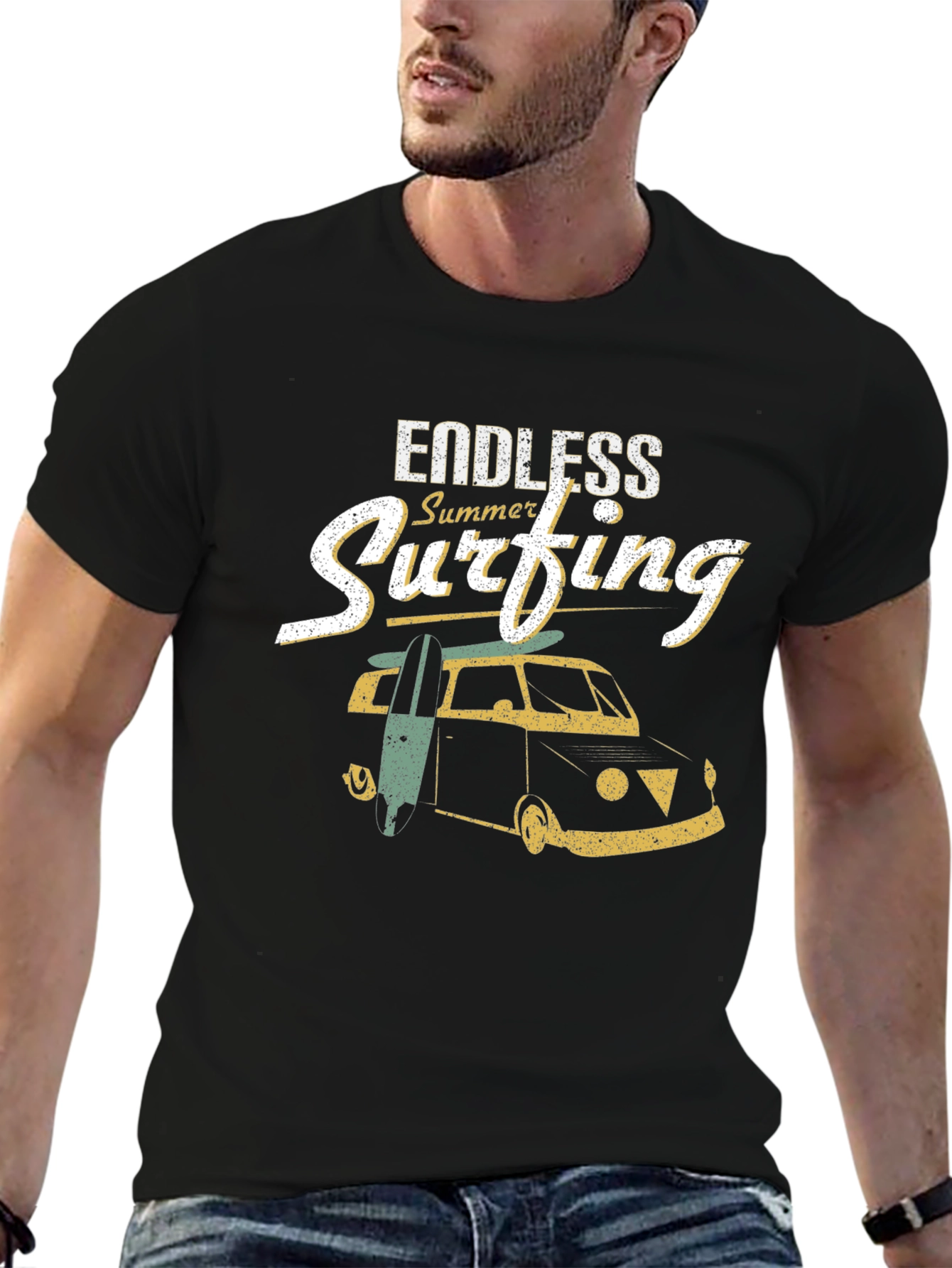 Endless Summer Surfing Black T-Shirt