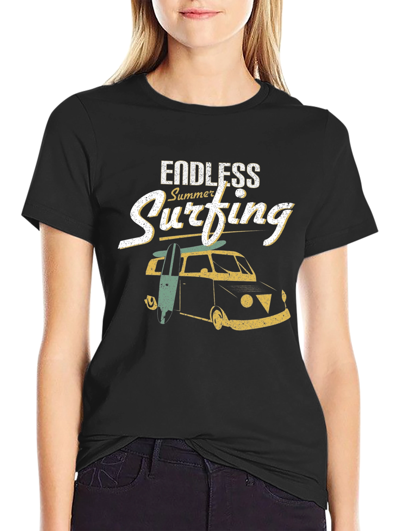Endless Summer Surfing Black T-Shirt