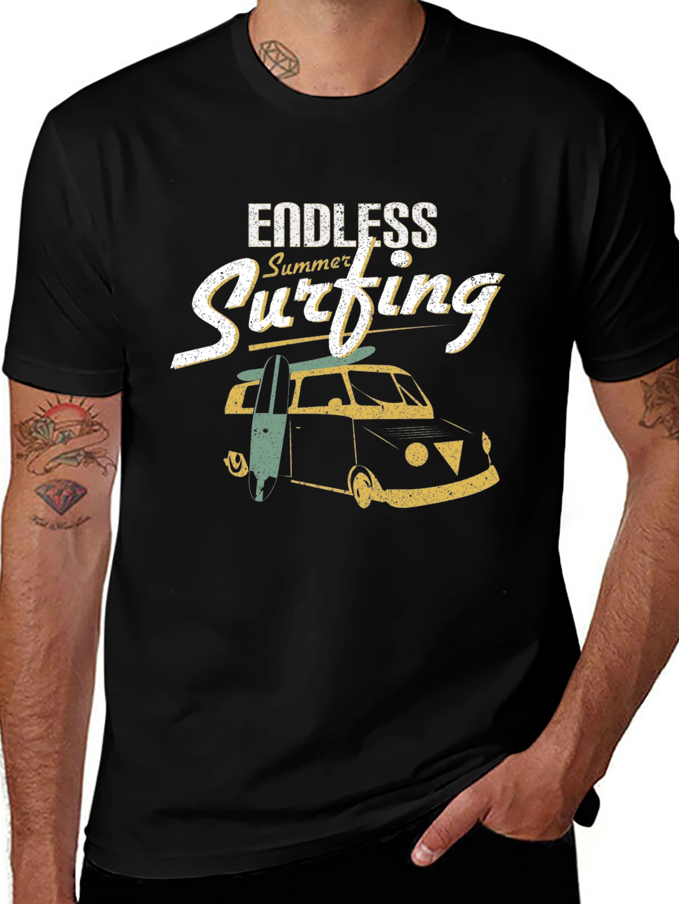 Endless Summer Surfing Black T-Shirt