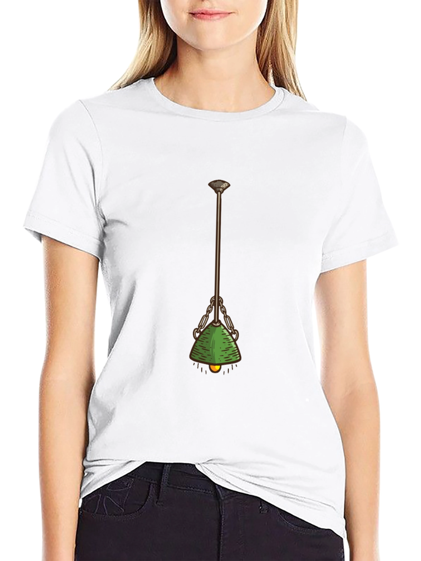 Green Banker Lamp Graphic Tee - Retro Office Style