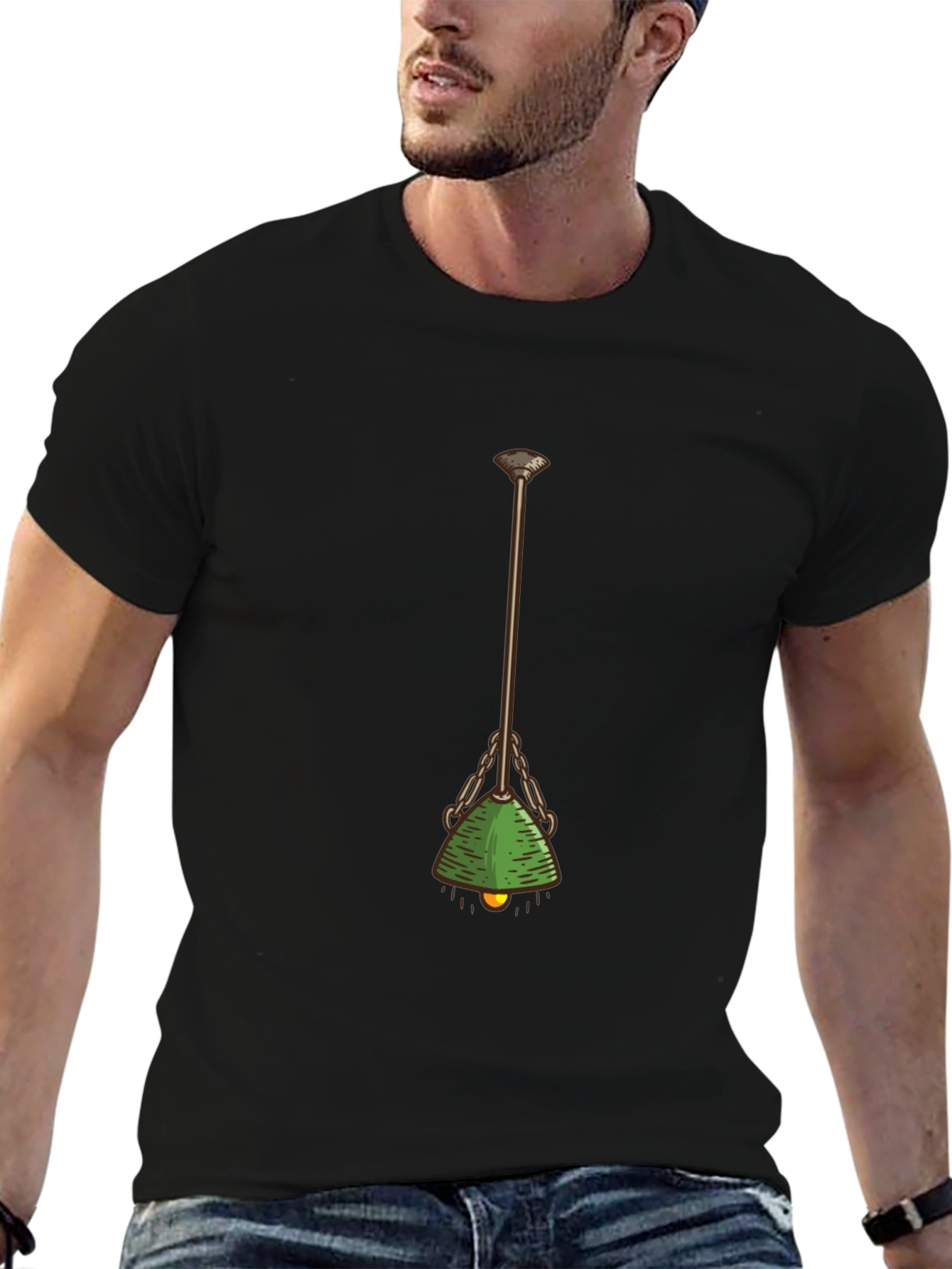Green Banker Lamp Graphic Tee - Retro Office Style