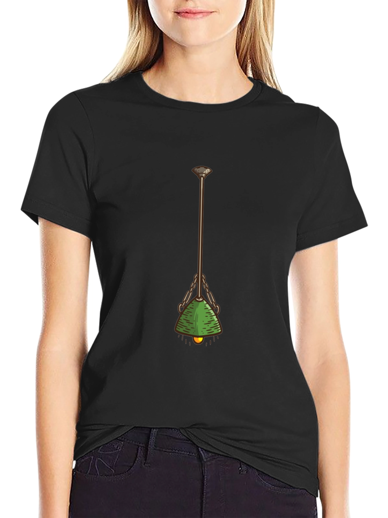 Green Banker Lamp Graphic Tee - Retro Office Style