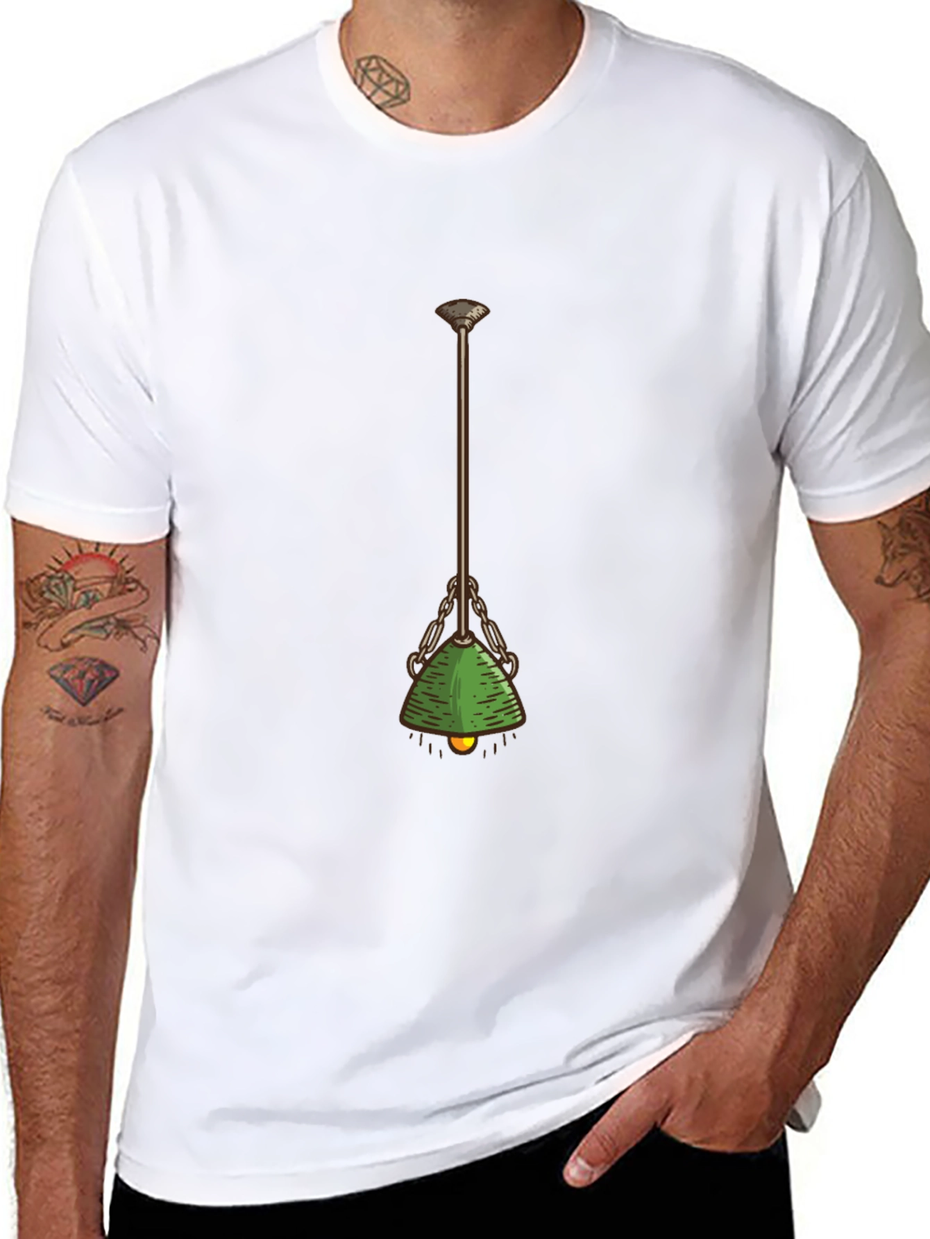 Green Banker Lamp Graphic Tee - Retro Office Style