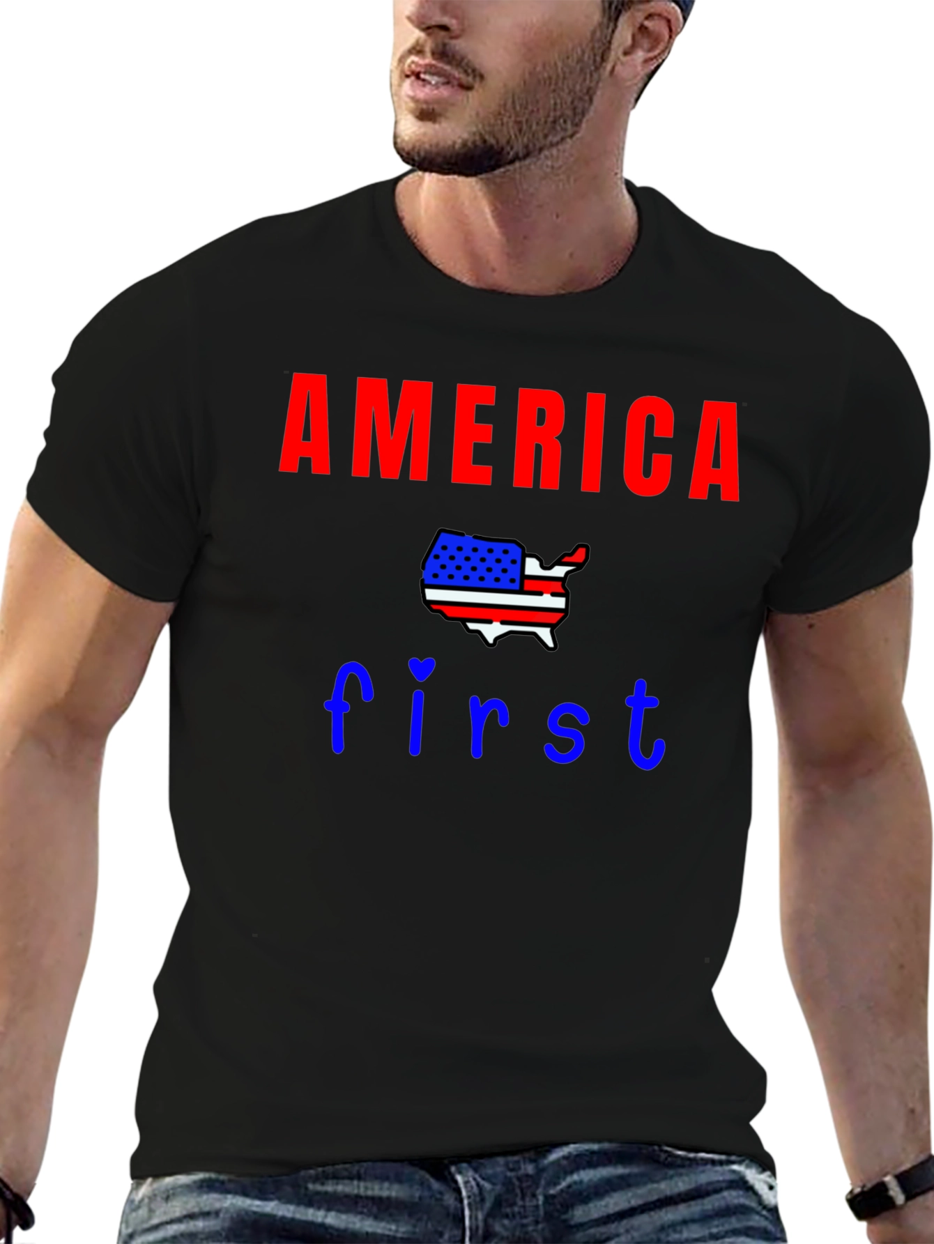 America First Patriotic Graphic Tee - USA Pride