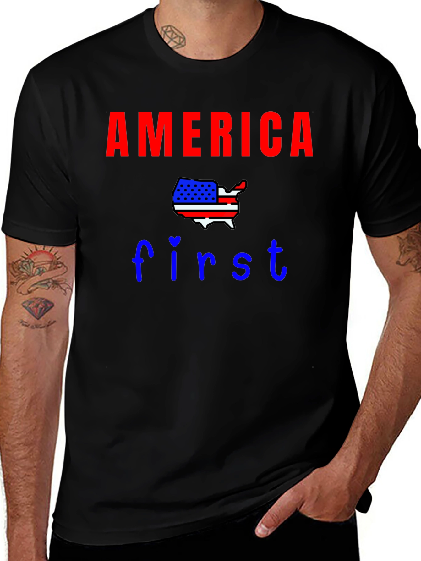 America First Patriotic Graphic Tee - USA Pride