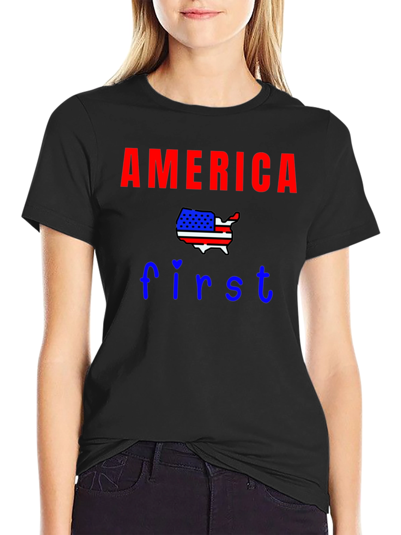 America First Patriotic Graphic Tee - USA Pride