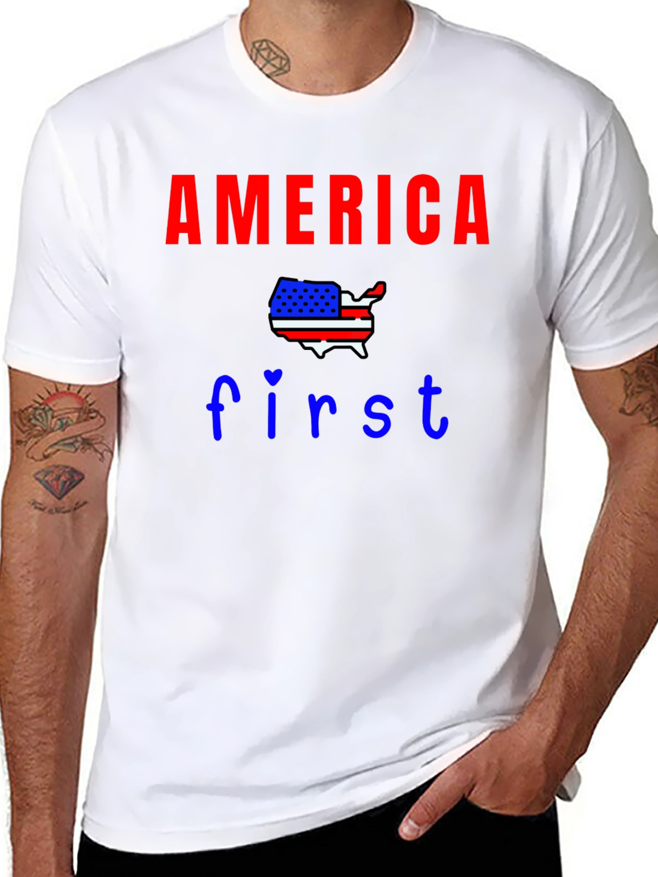 America First Patriotic Graphic Tee - USA Pride