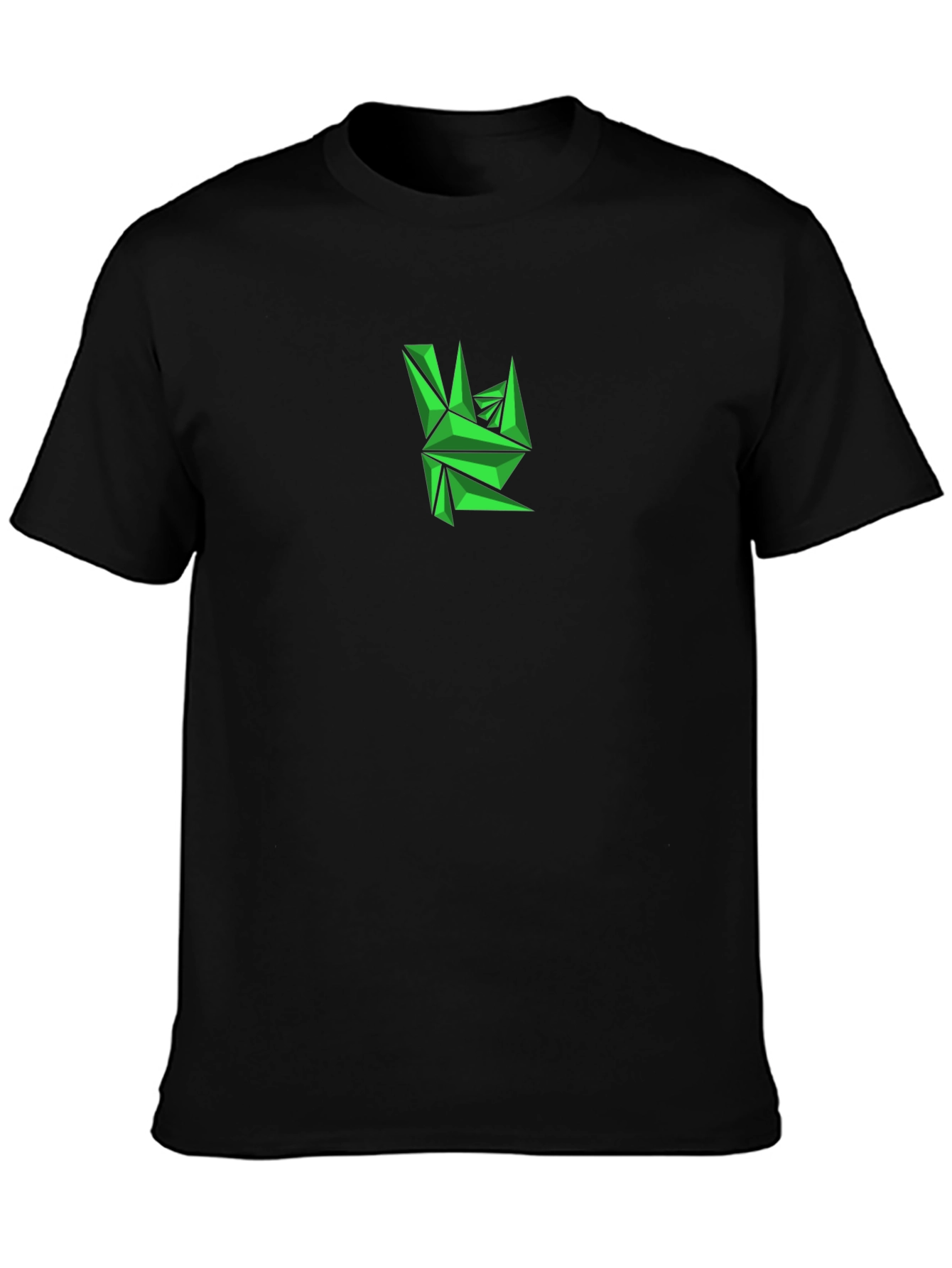 Geometric Green Graphic Tee - Mens Black T-Shirt