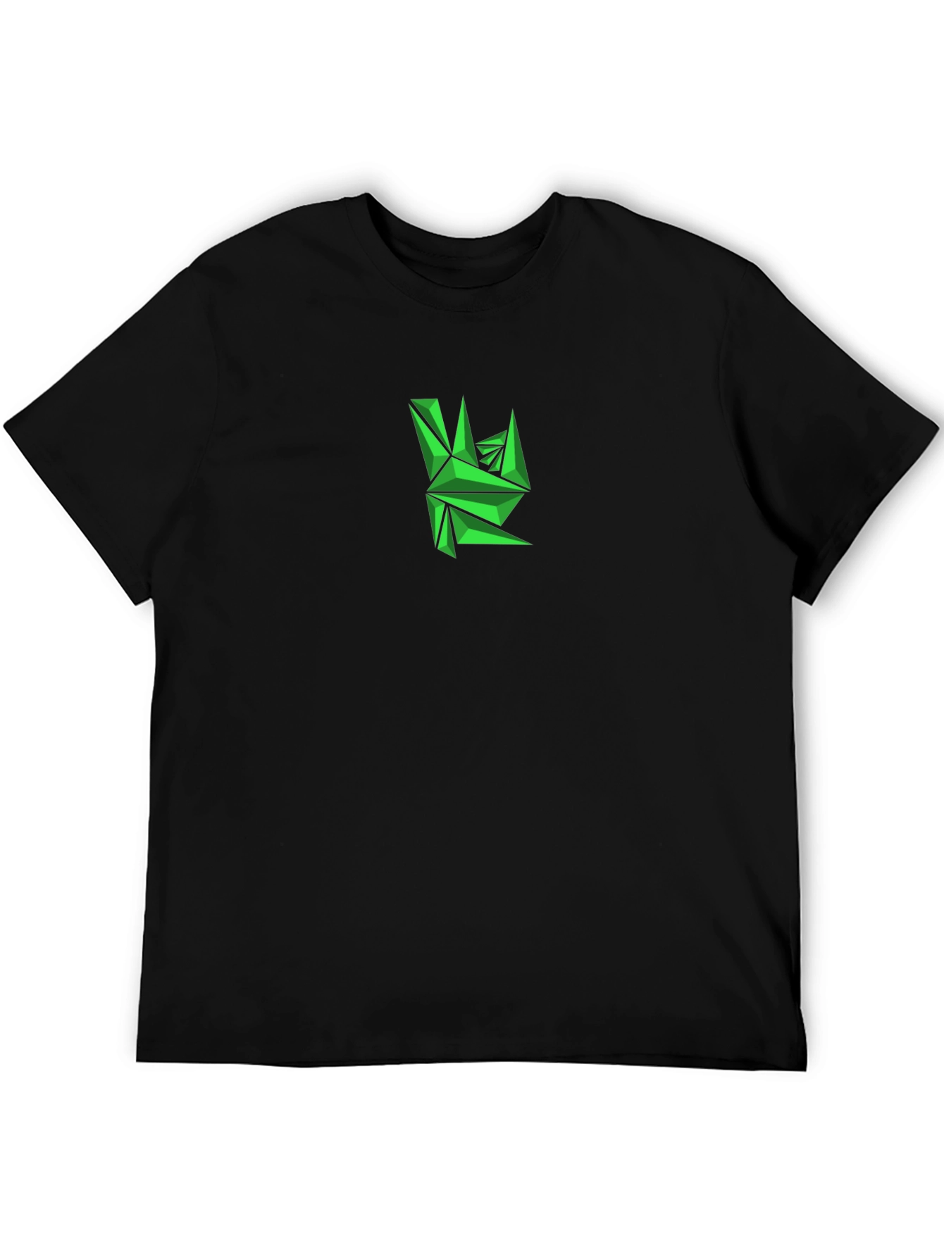 Geometric Green Graphic Tee - Mens Black T-Shirt