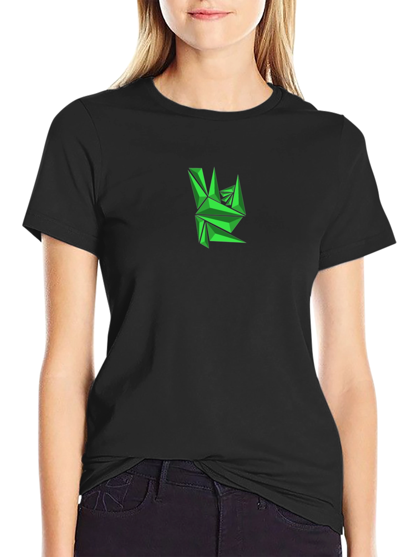 Geometric Green Graphic Tee - Mens Black T-Shirt