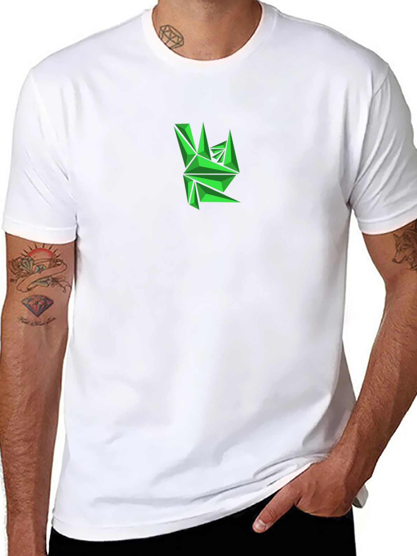 Geometric Green Graphic Tee - Mens Black T-Shirt