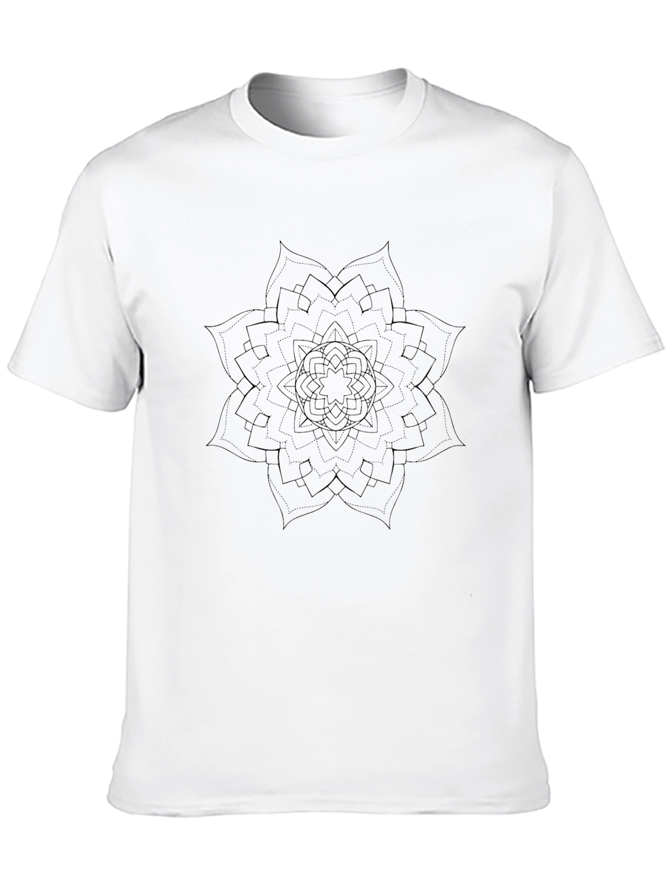 Black Mandala Print Crew Neck T-Shirt