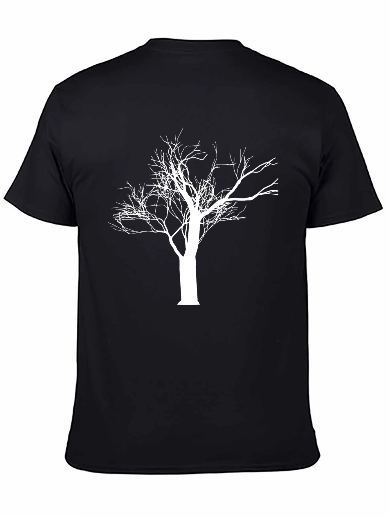 Black T-Shirt with White Tree Graphic
