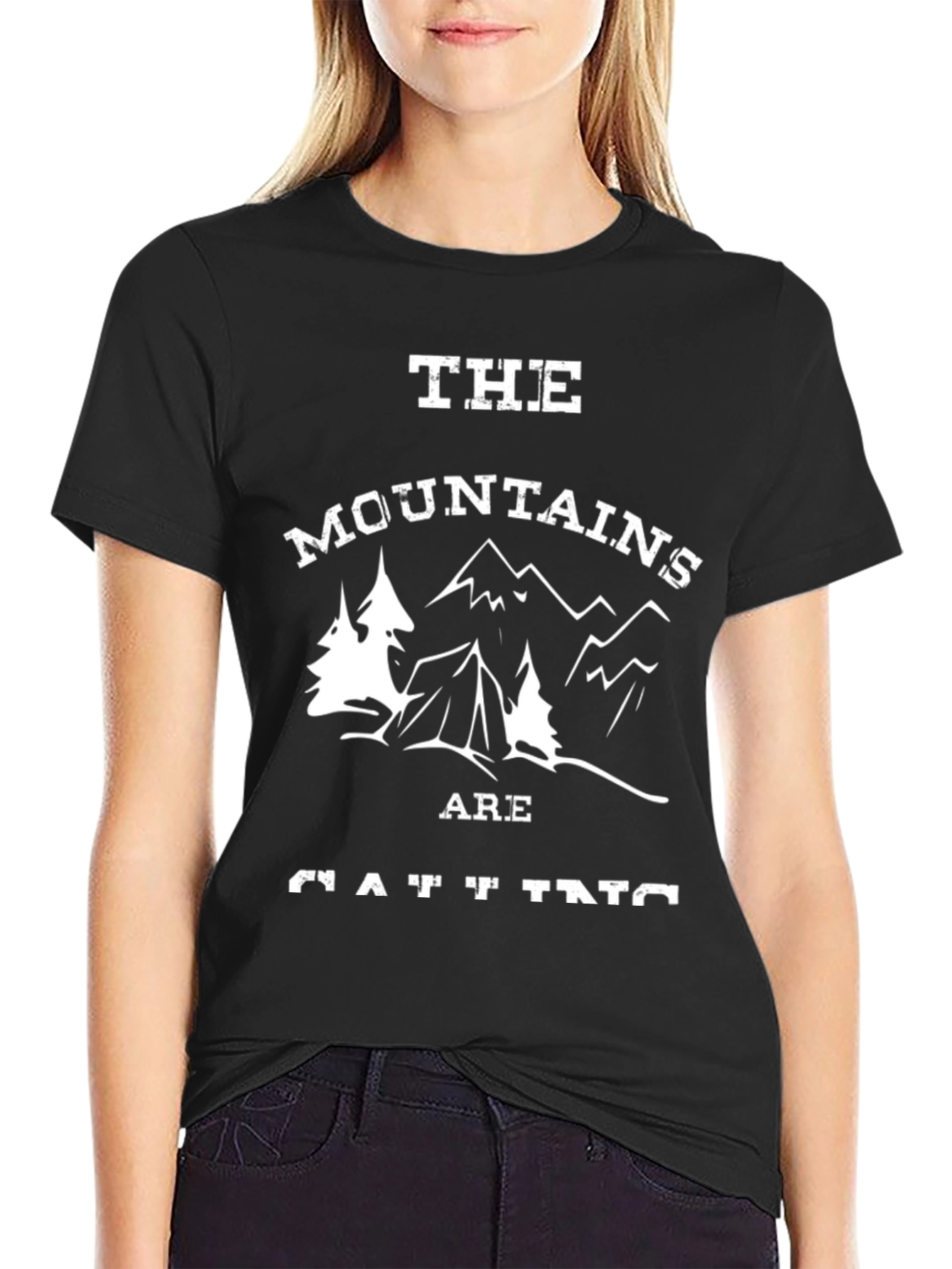 Mountains are Calling Black Graphic Tee