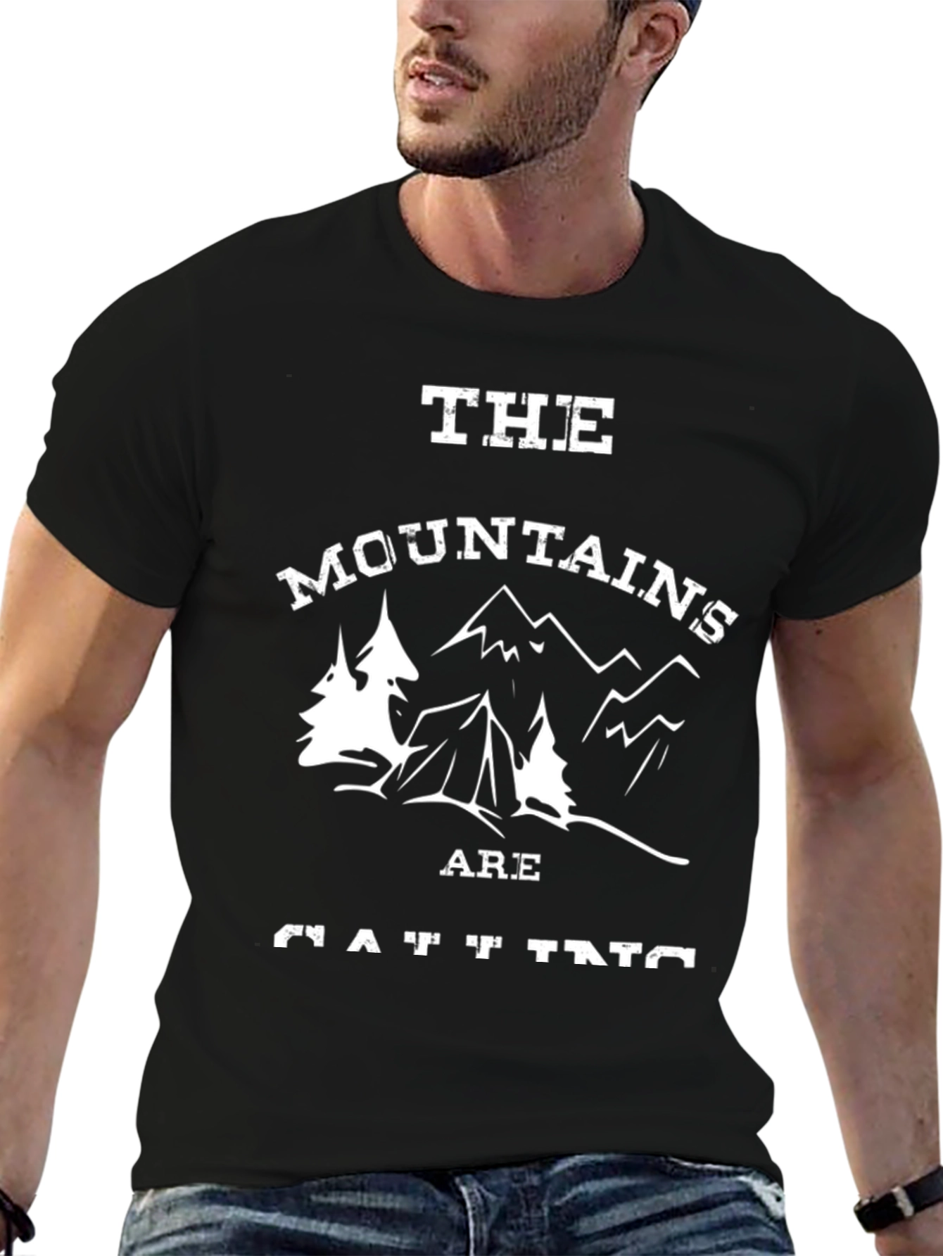 Mountains are Calling Black Graphic Tee