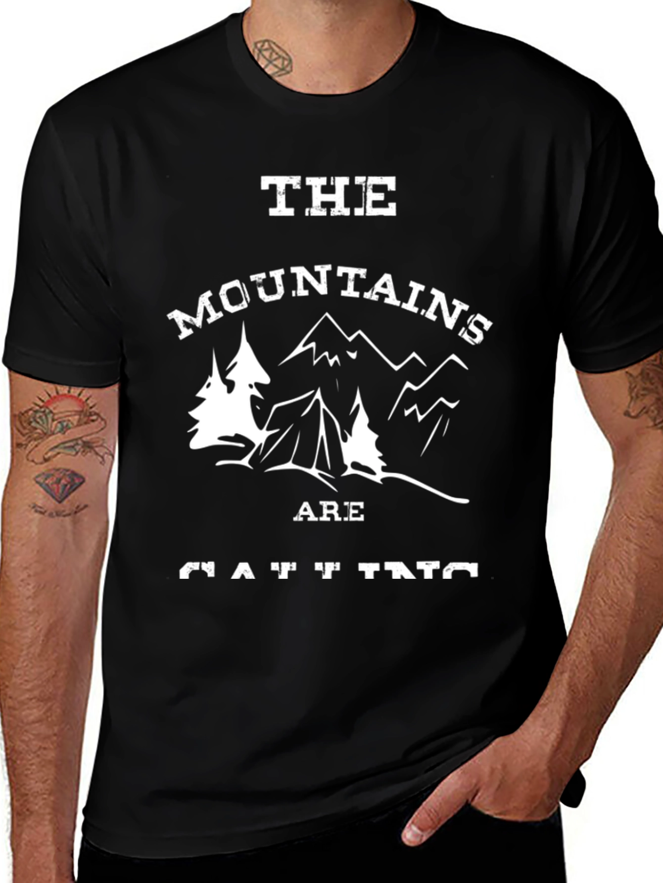 Mountains are Calling Black Graphic Tee