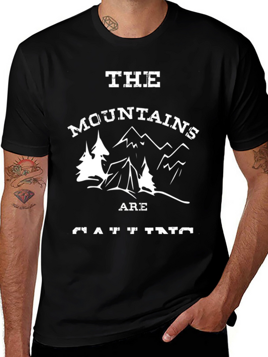 Mountains are Calling Black Graphic Tee