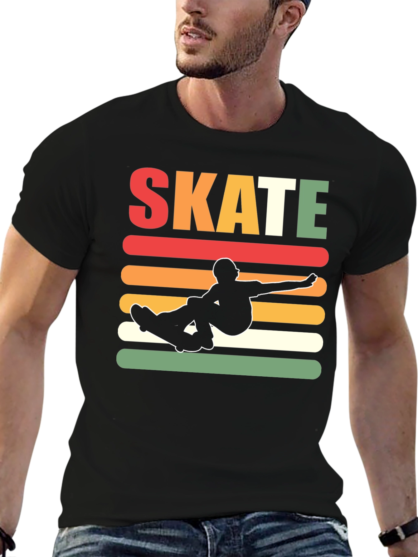 Retro Skate T-Shirt - Black Cotton Tee