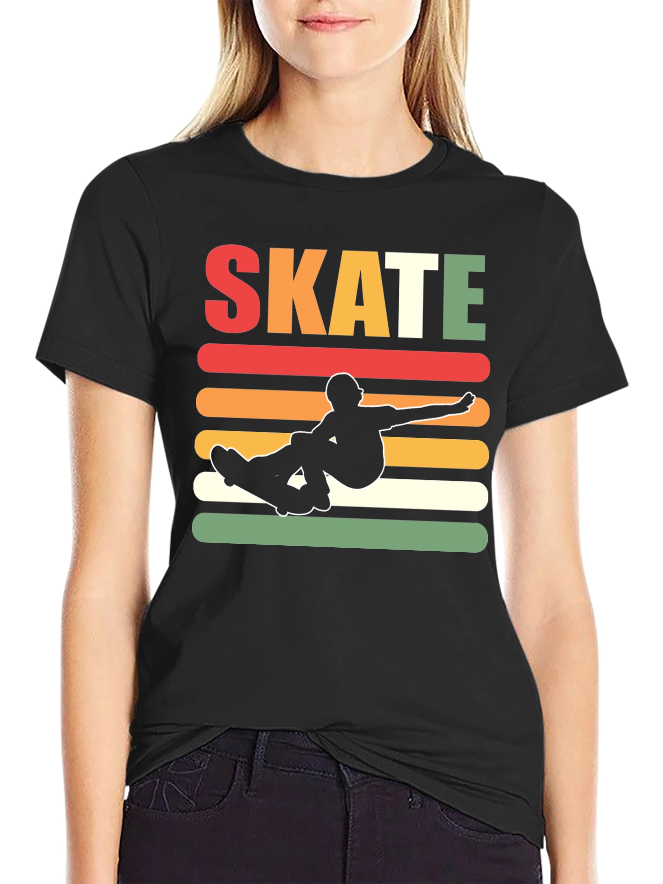 Retro Skate T-Shirt - Black Cotton Tee