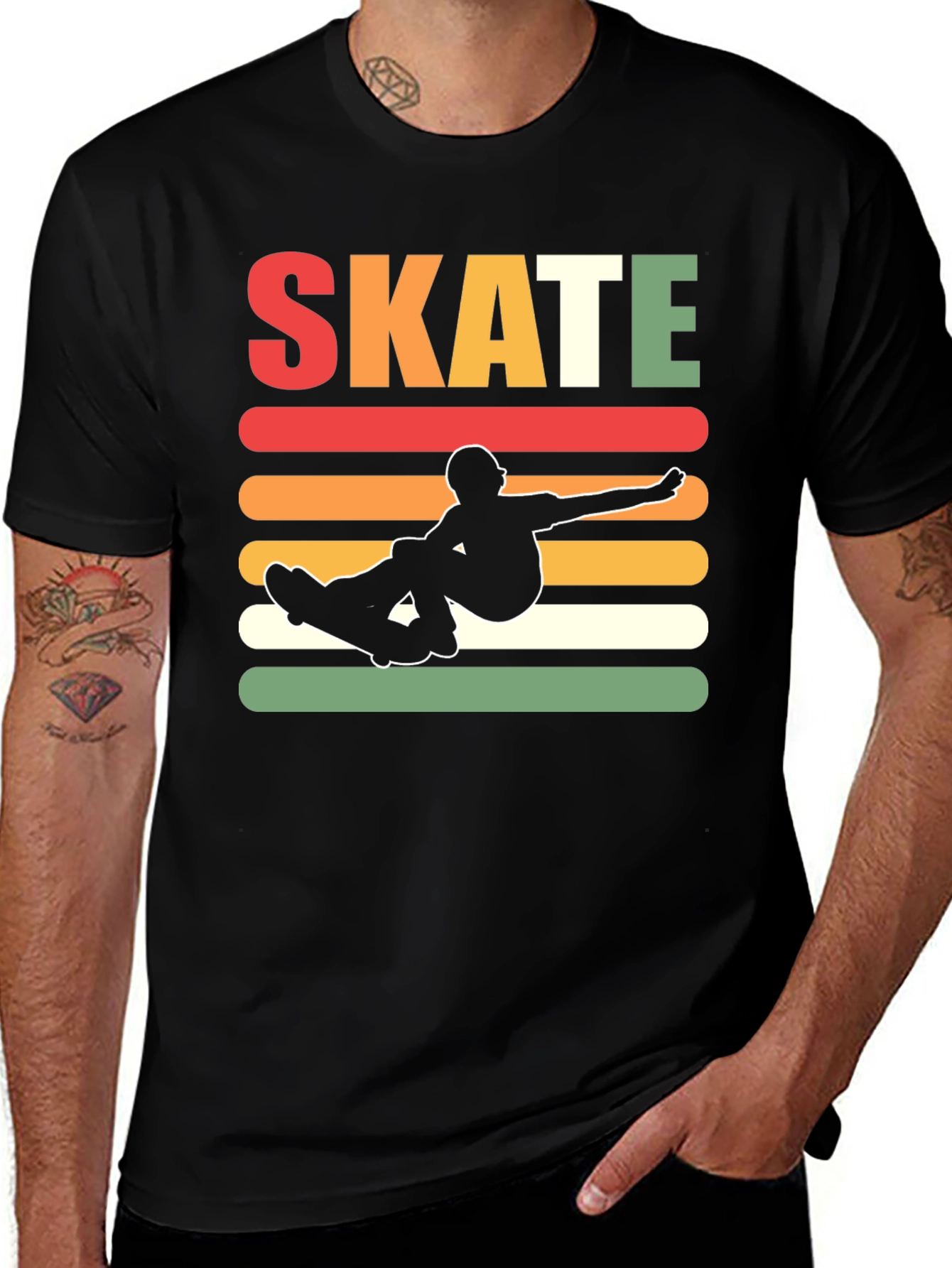 Retro Skate T-Shirt - Black Cotton Tee
