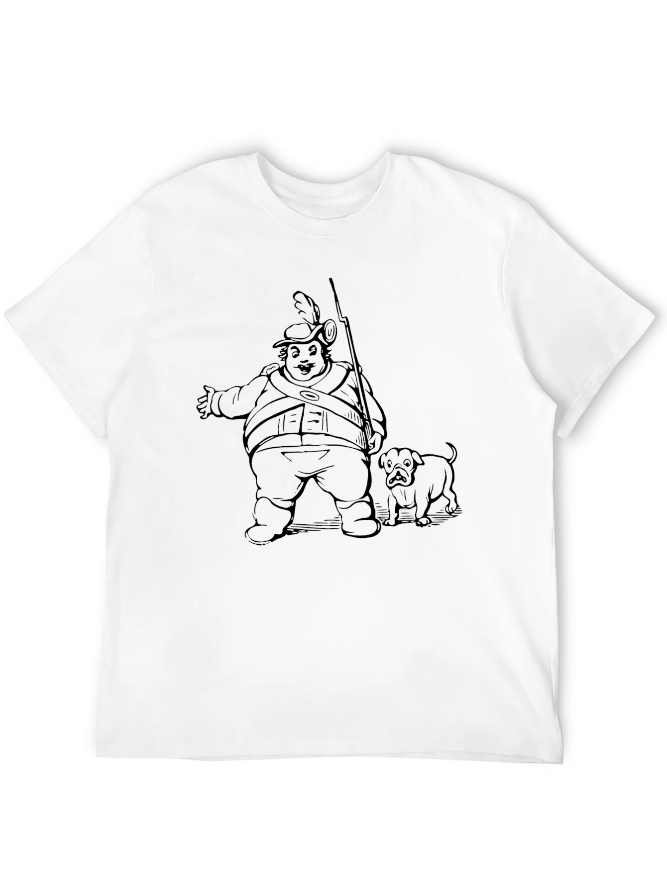 Novelty Graphic Tee - Cartoon Man and Dog Print