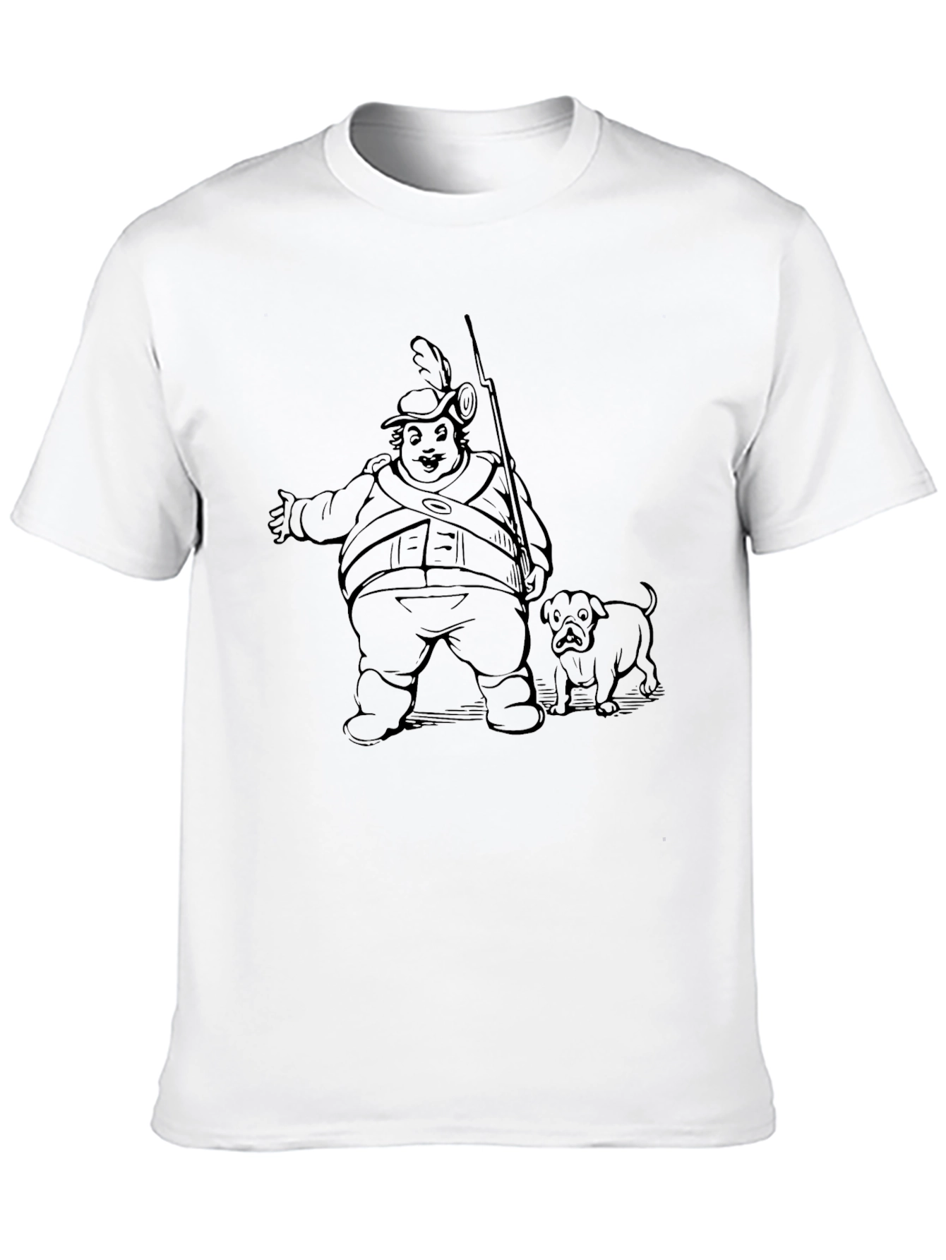 Novelty Graphic Tee - Cartoon Man and Dog Print