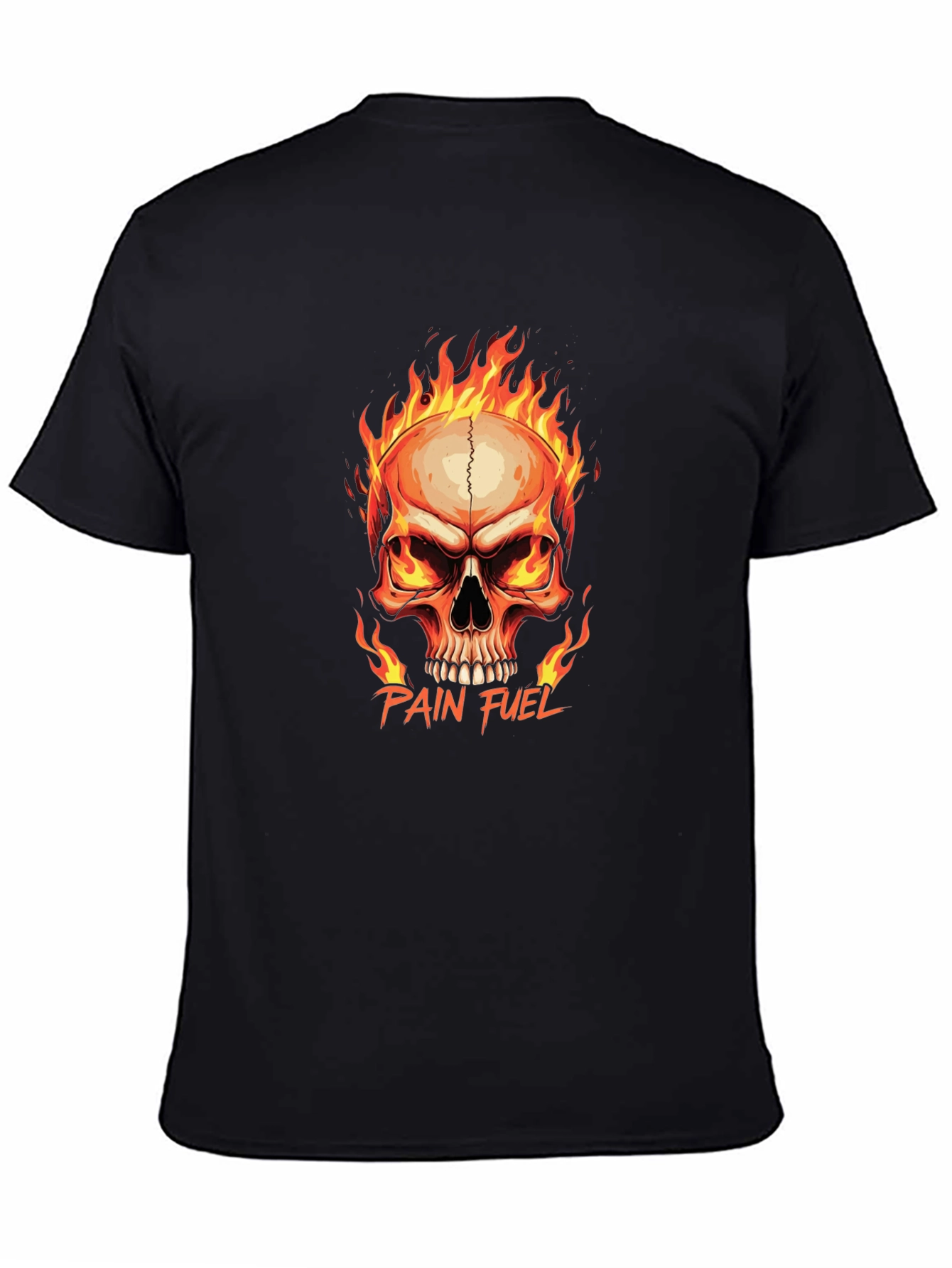 Pain Fuel Skull Graphic Tee - Black Cotton T-Shirt