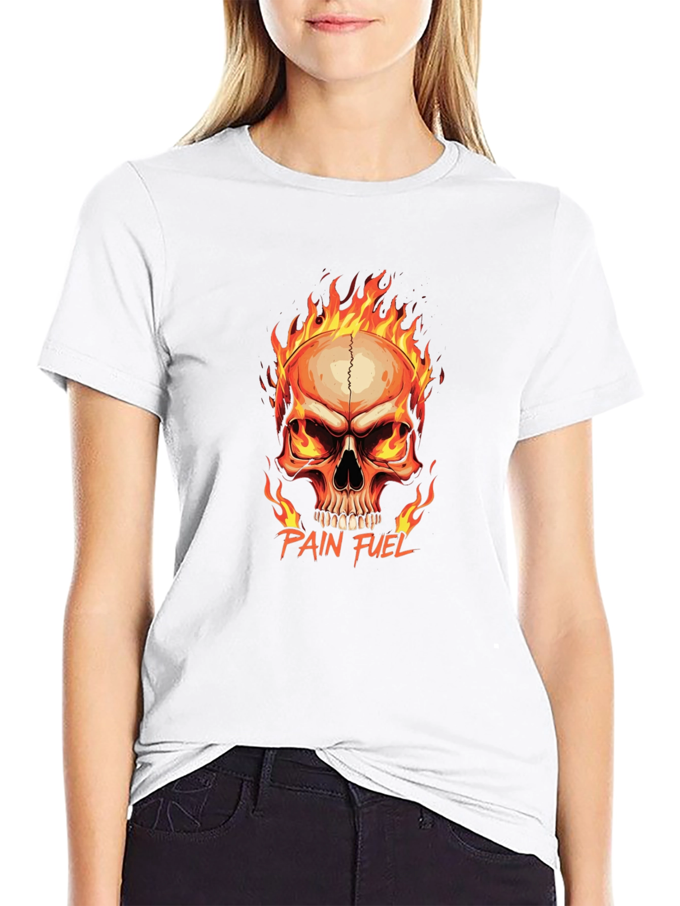 Pain Fuel Skull Graphic Tee - Black Cotton T-Shirt