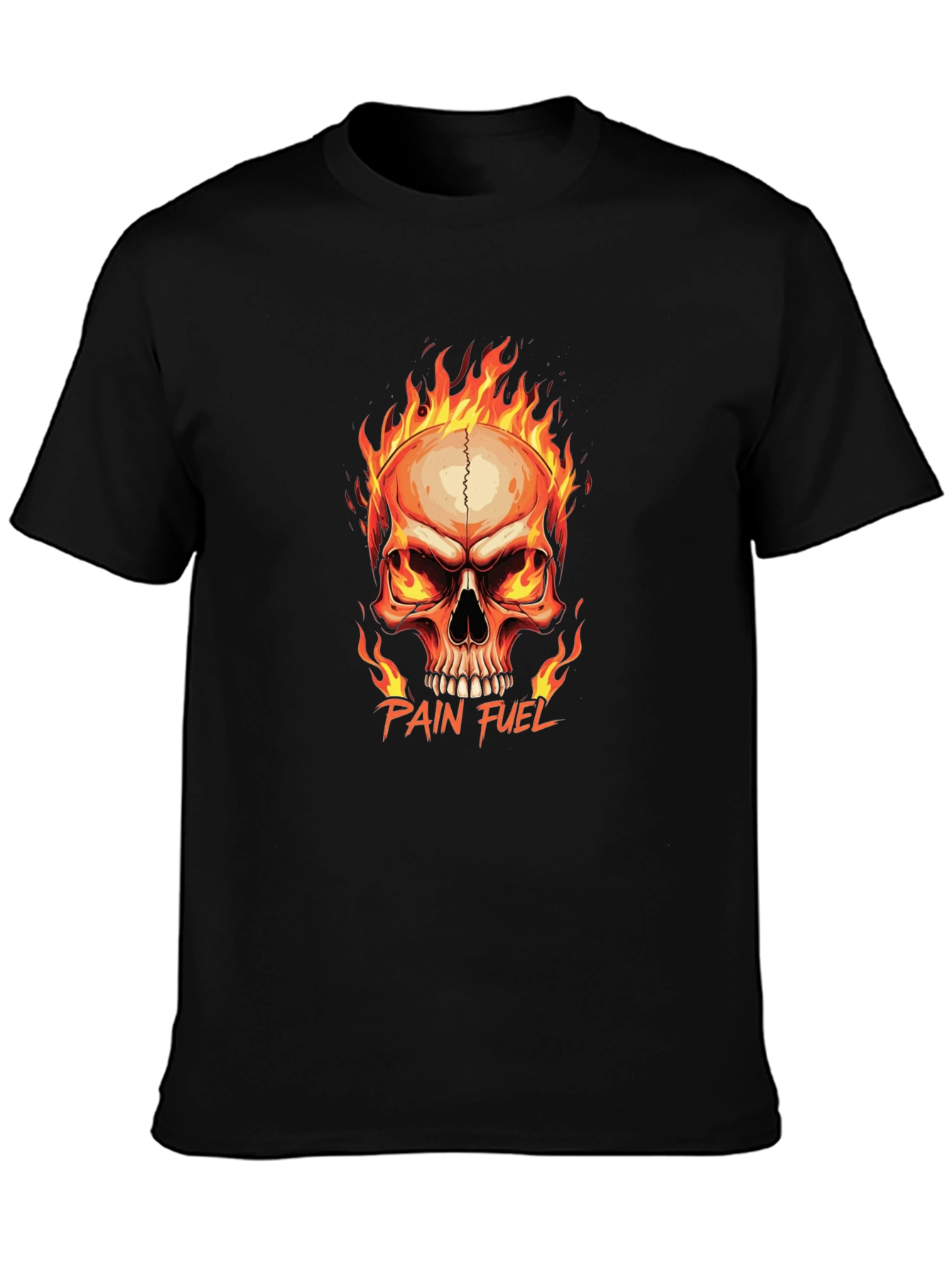 Pain Fuel Skull Graphic Tee - Black Cotton T-Shirt