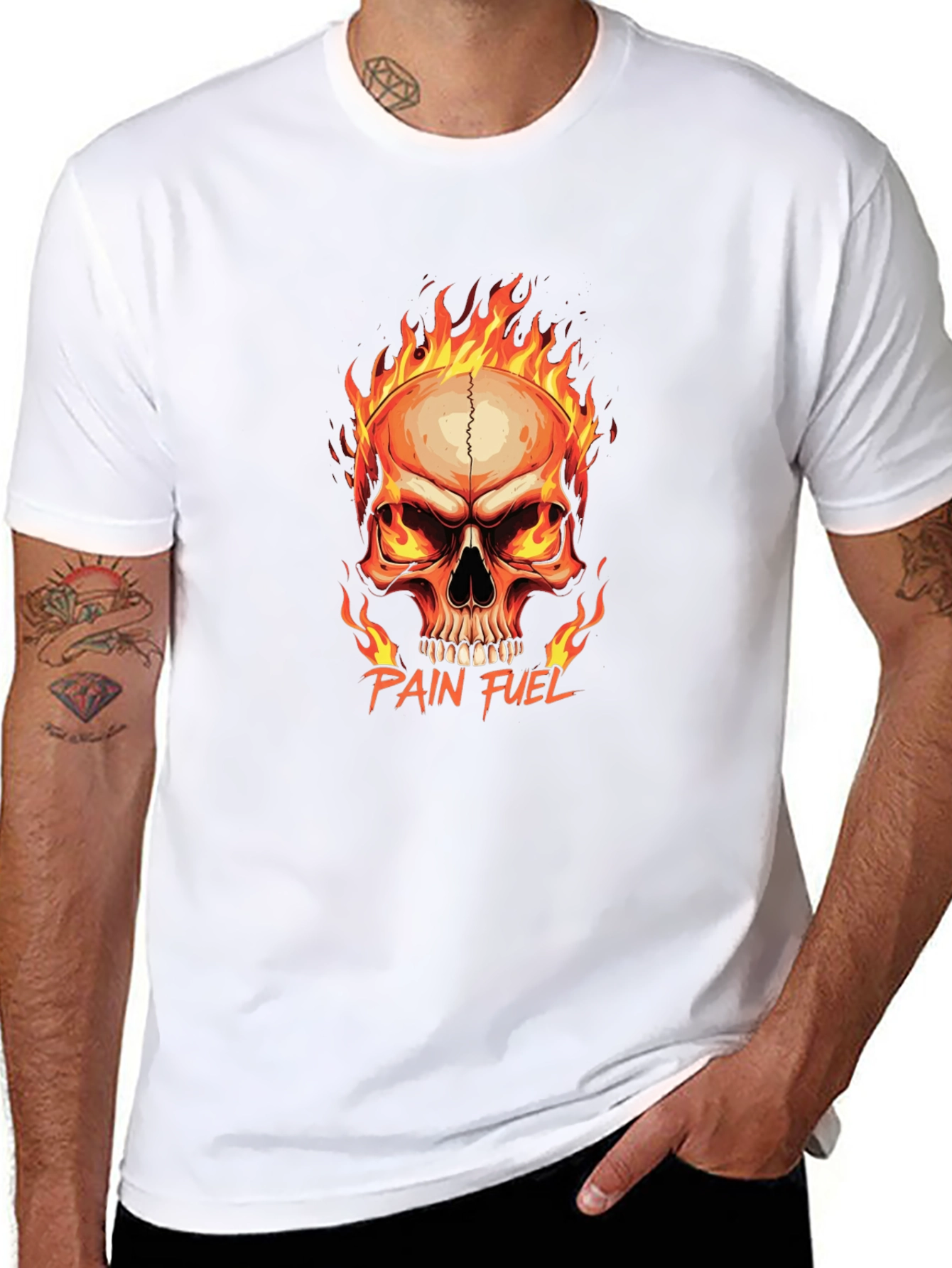 Pain Fuel Skull Graphic Tee - Black Cotton T-Shirt