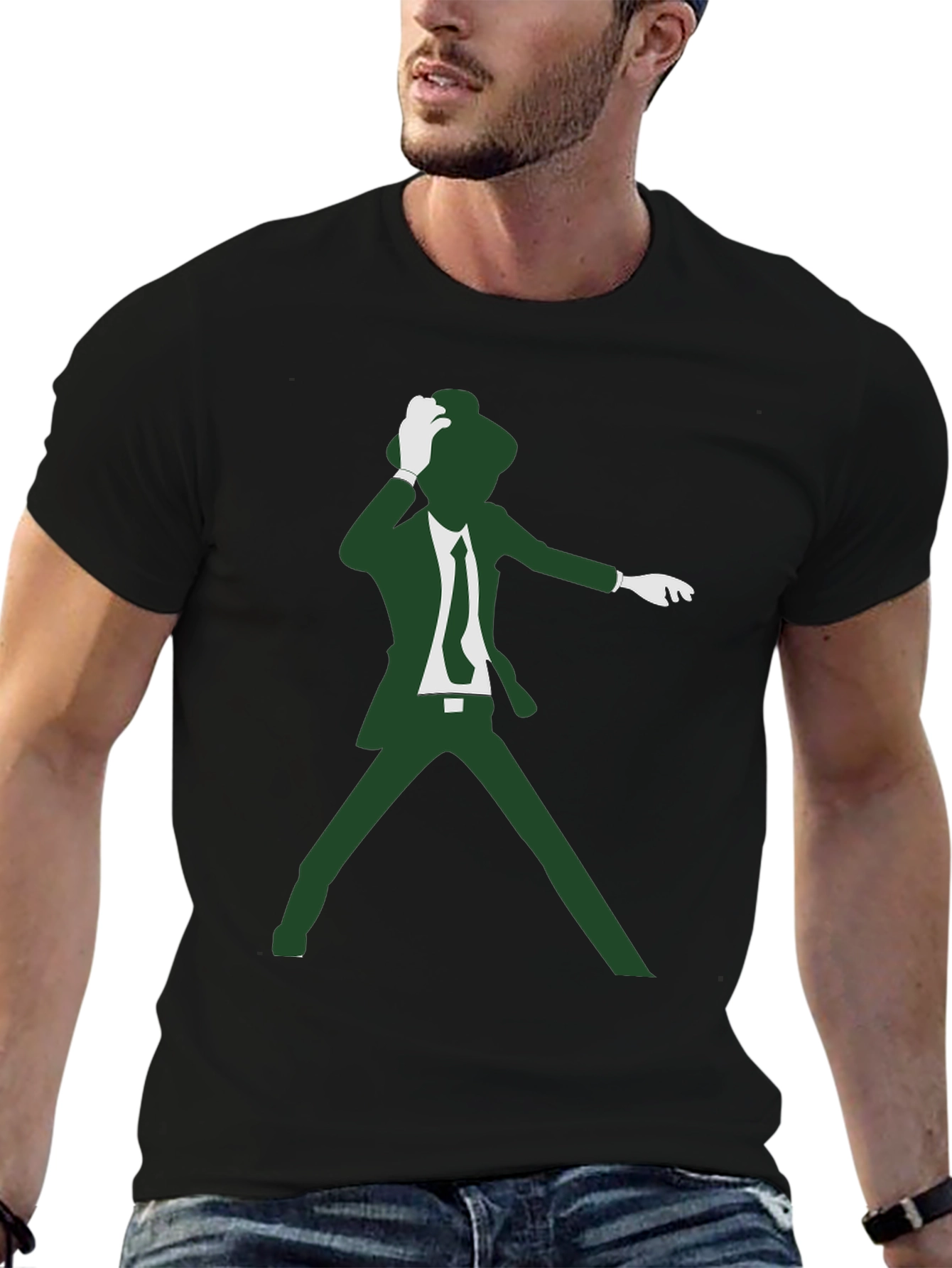 Retro Dancer Graphic Tee - Black Cotton T-Shirt