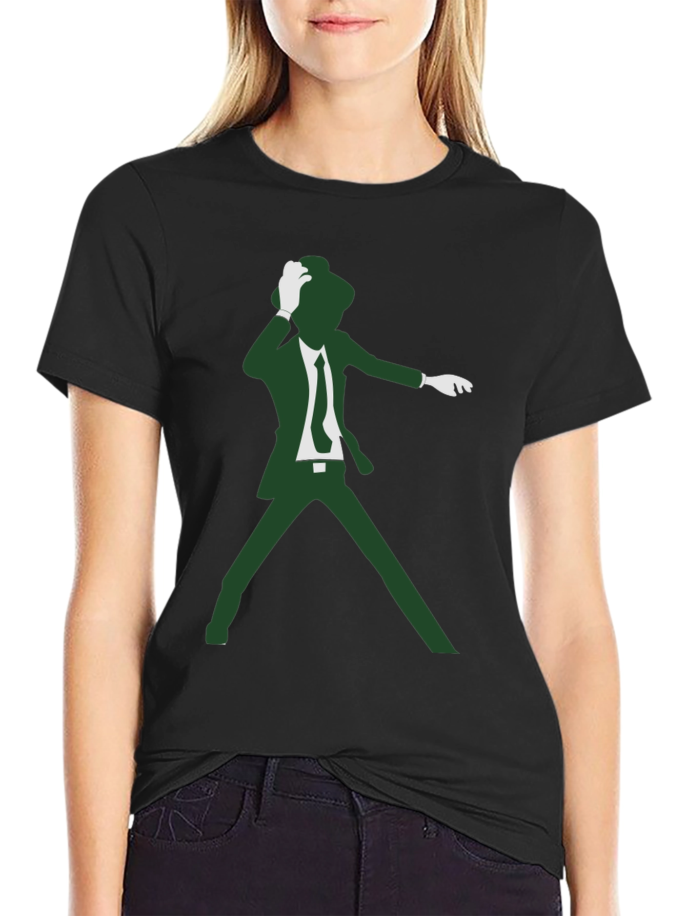 Retro Dancer Graphic Tee - Black Cotton T-Shirt