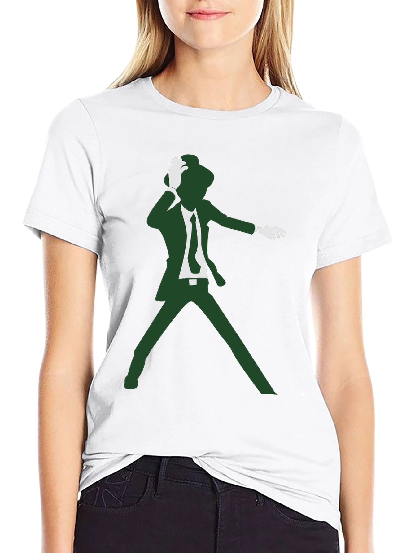 Retro Dancer Graphic Tee - Black Cotton T-Shirt