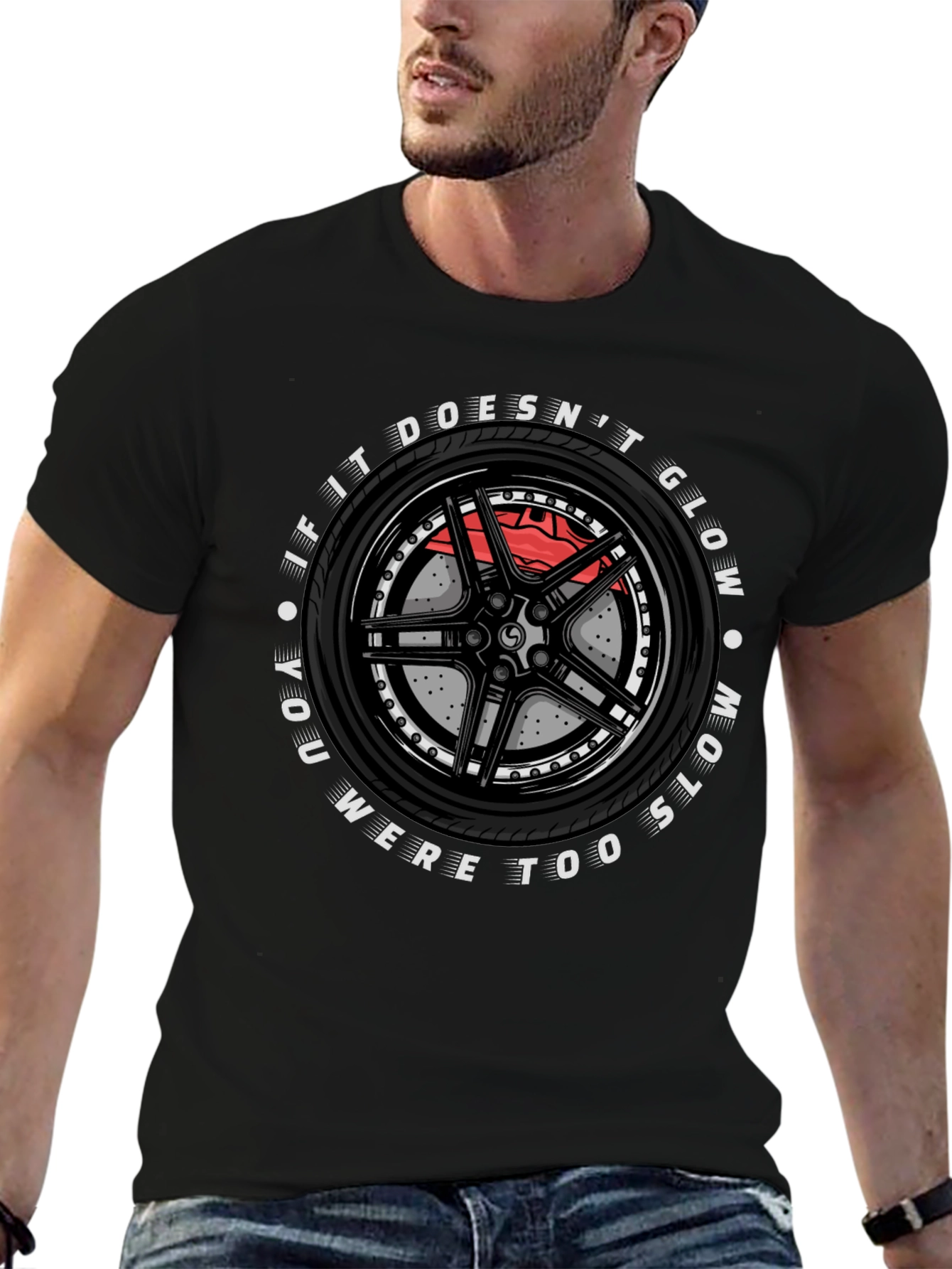 Glow in the Dark Race Car Wheel T-Shirt