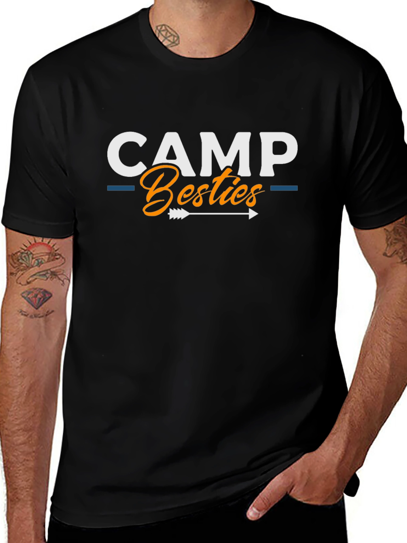 Camp Besties Graphic Tee - Black Cotton Blend Shirt