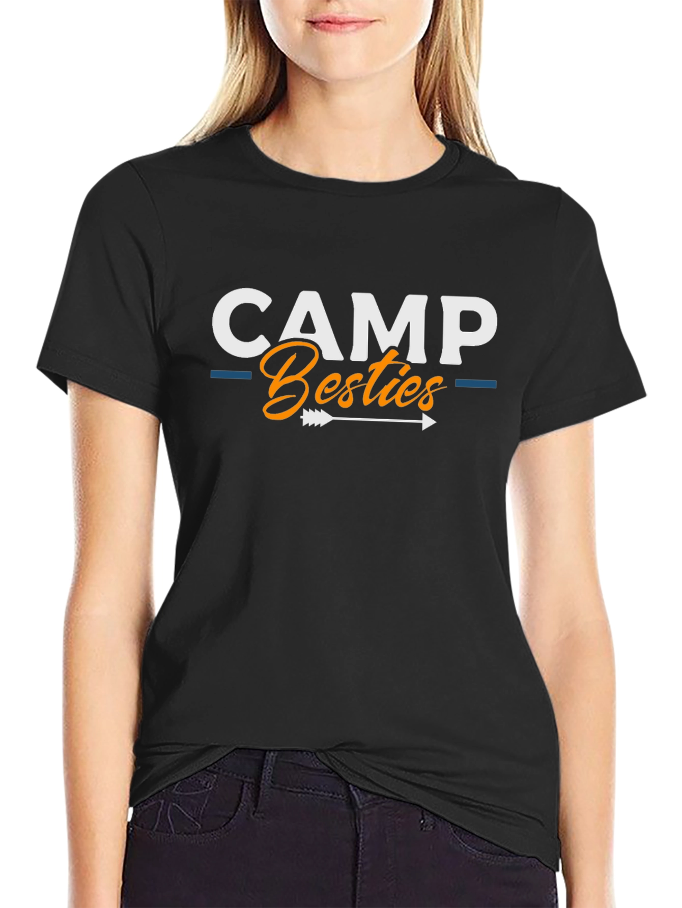 Camp Besties Graphic Tee - Black Cotton Blend Shirt