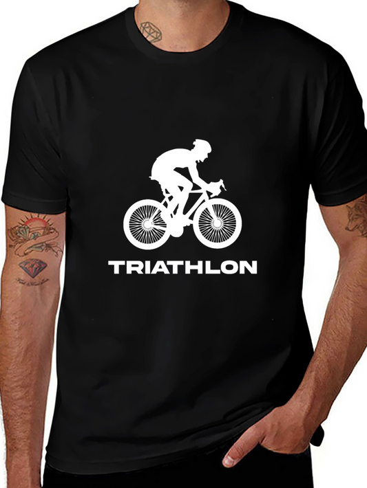 Triathlon Graphic Tee - Cyclist T-Shirt - Black