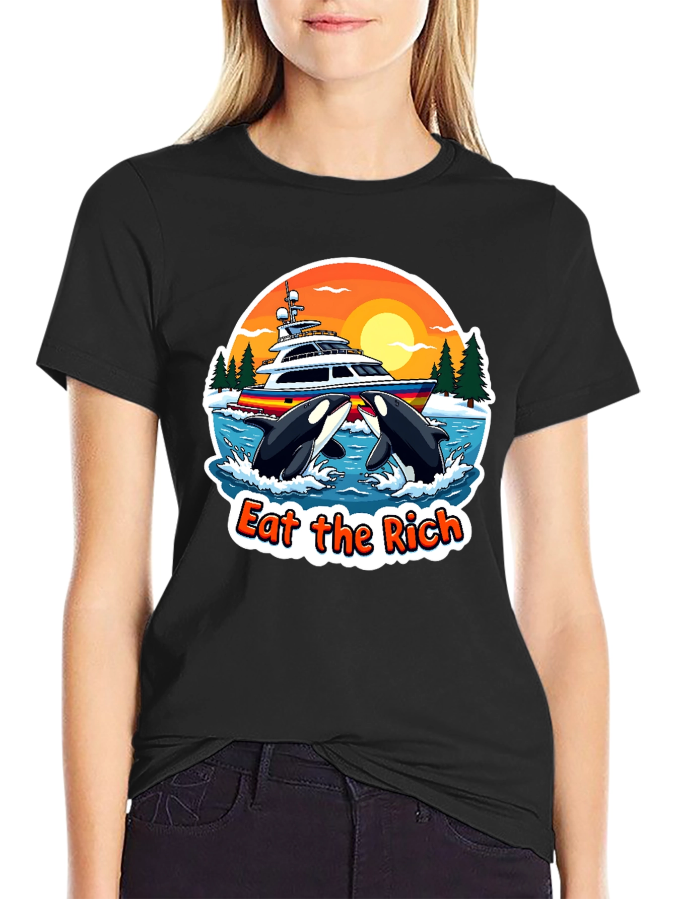 Eat The Rich Orca Yacht Black T-Shirt