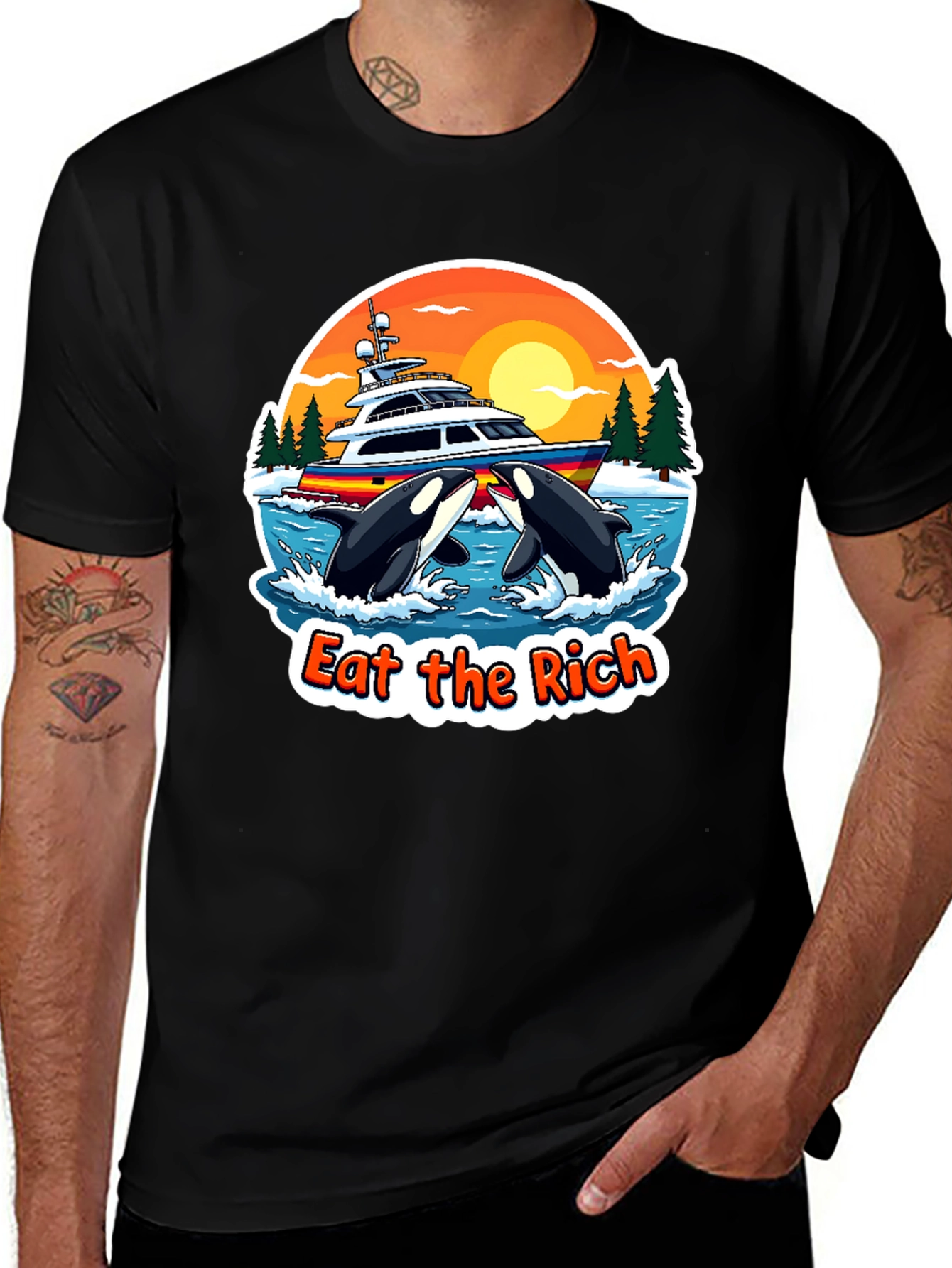 Eat The Rich Orca Yacht Black T-Shirt