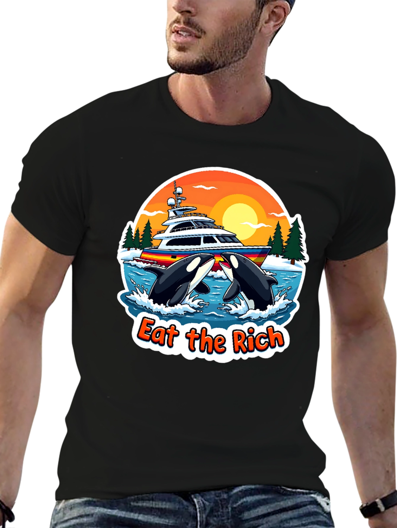 Eat The Rich Orca Yacht Black T-Shirt
