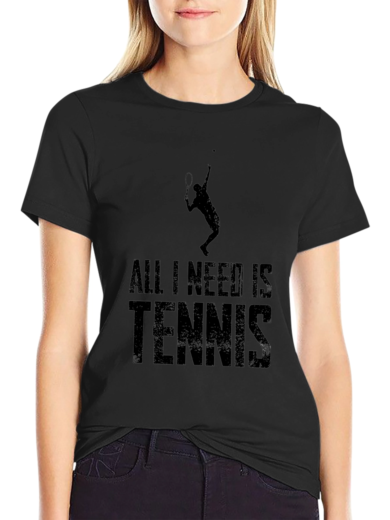 All I Need Is Tennis Black T-Shirt