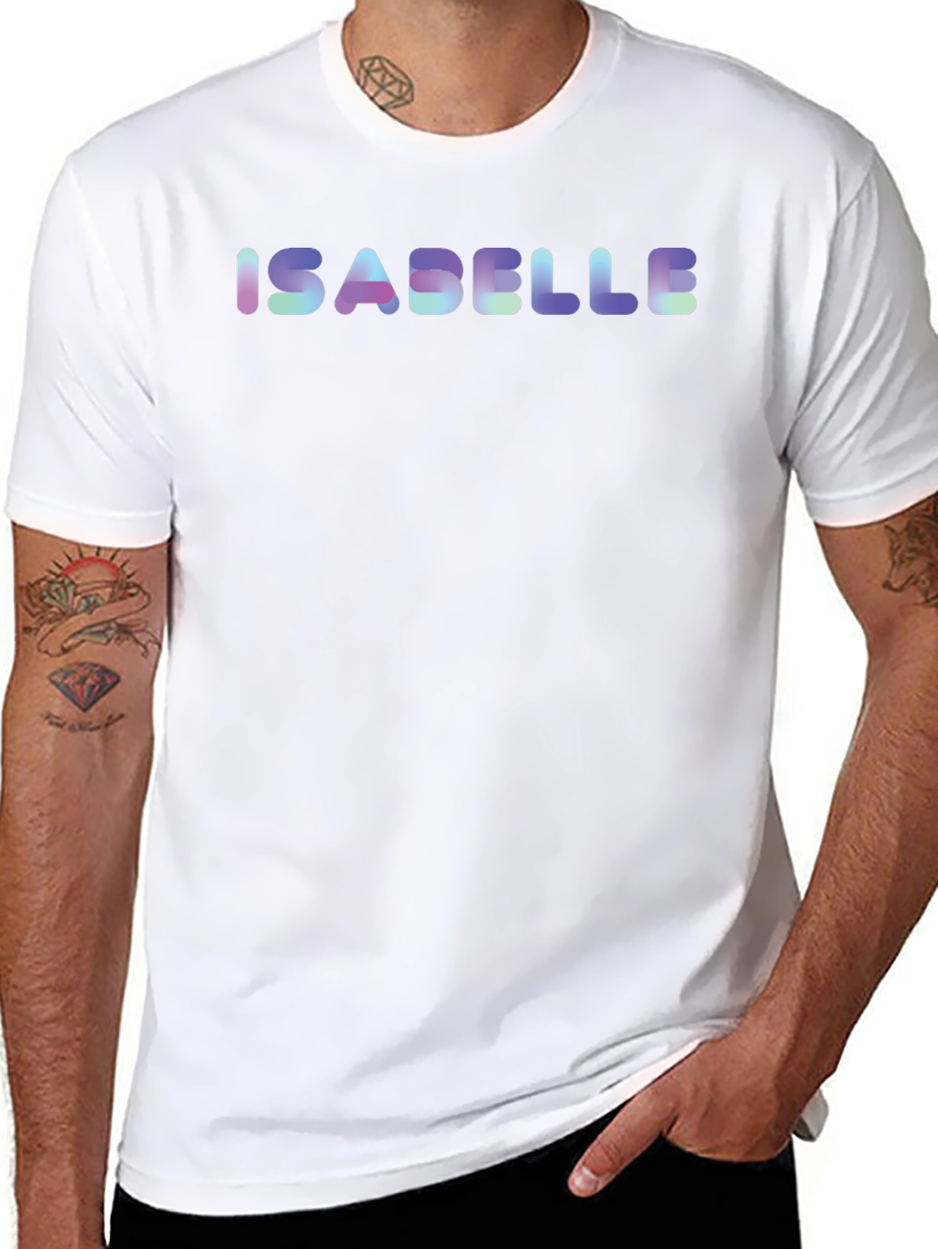Isabelle Name Holographic Black T-Shirt