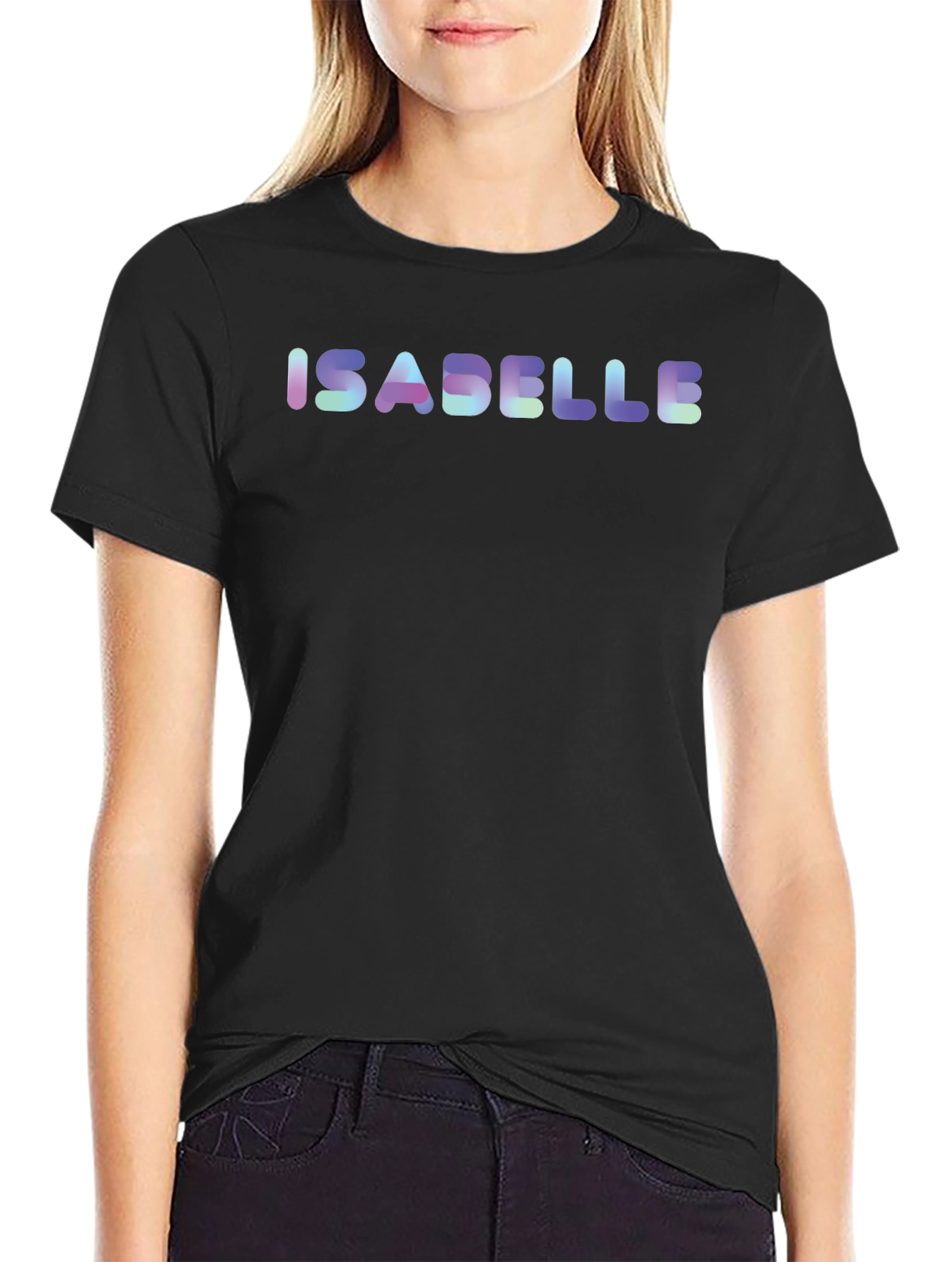 Isabelle Name Holographic Black T-Shirt